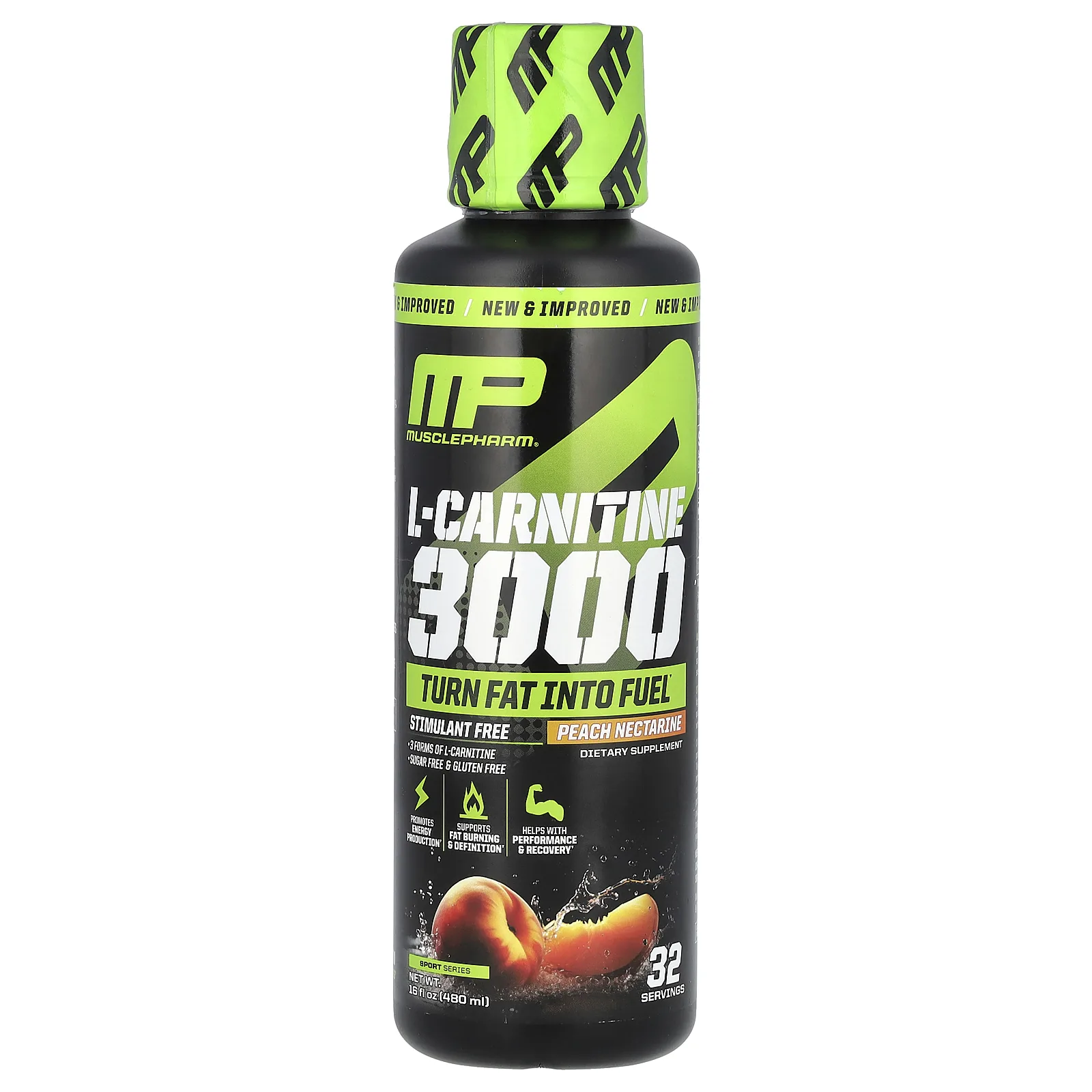 MusclePharm, L-карнитин 3000, персиковый нектарин, 480 мл (16 жидк. Унций)