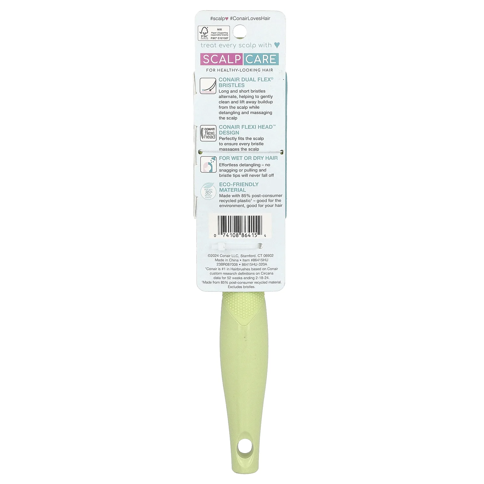 Conair, расческа для ухода за кожей головы, для всех типов волос, 1 шт.