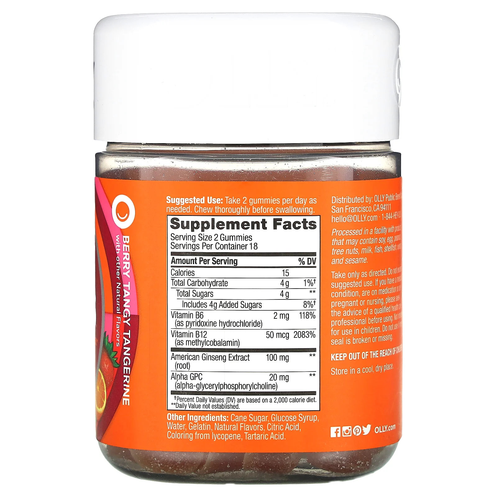 OLLY, Laser Focus жевательные таблетки, со вкусом ягод и мандарина, 36 жевательных таблеток