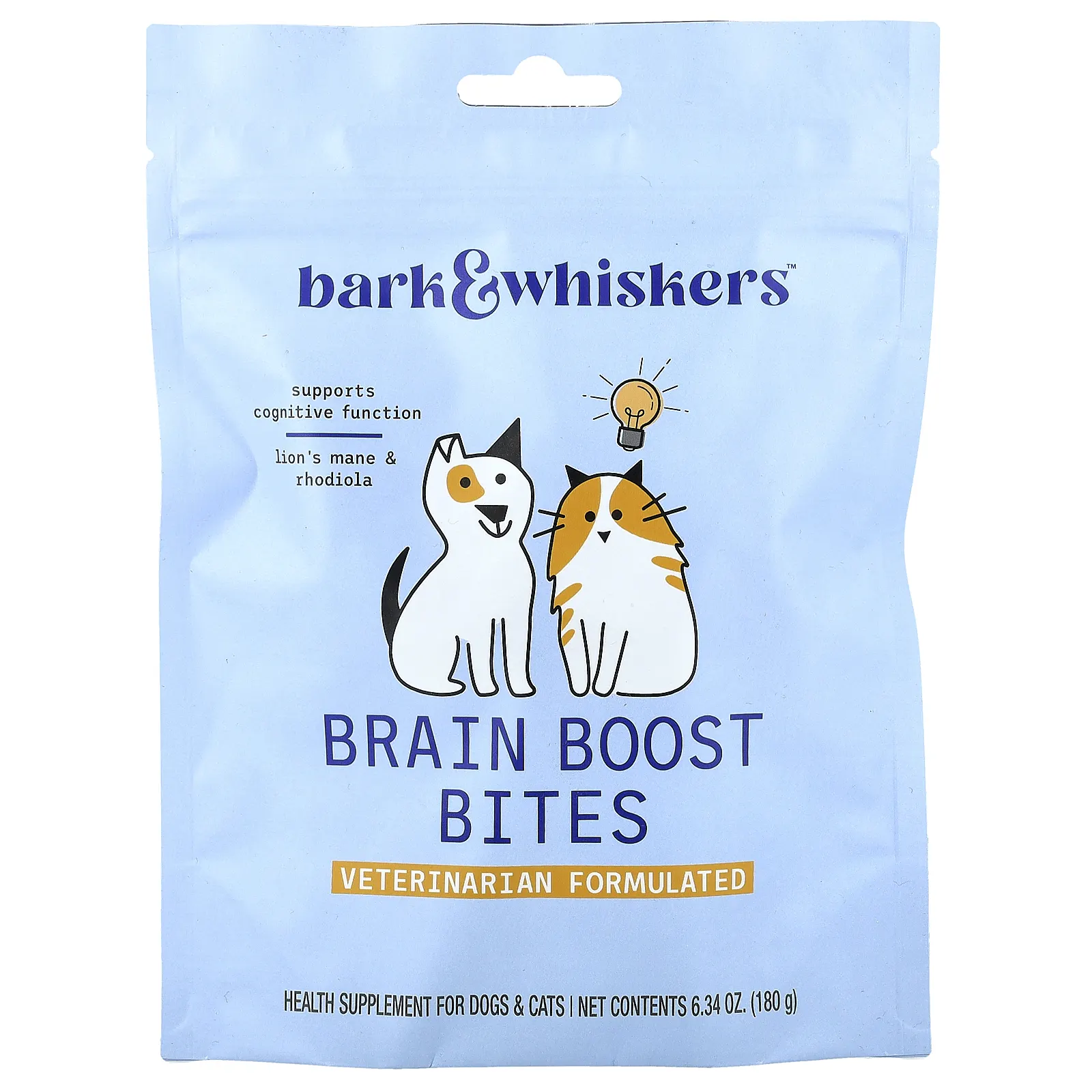 Dr. Mercola, Bark & Whiskers™, Brain Boost Bites, добавка для поддержки мозга, для собак и кошек, 180 г (6,34 унции)