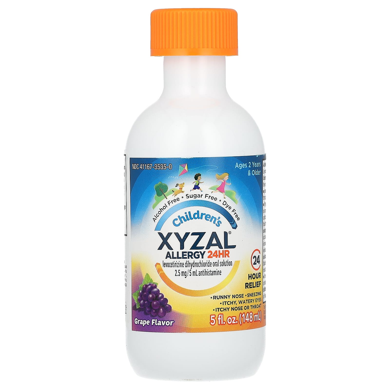 Xyzal, Children's Allergy 24 HR, средство от аллергии, для детей от 2 лет, со вкусом винограда, 148 мл (5 жидк. унций)