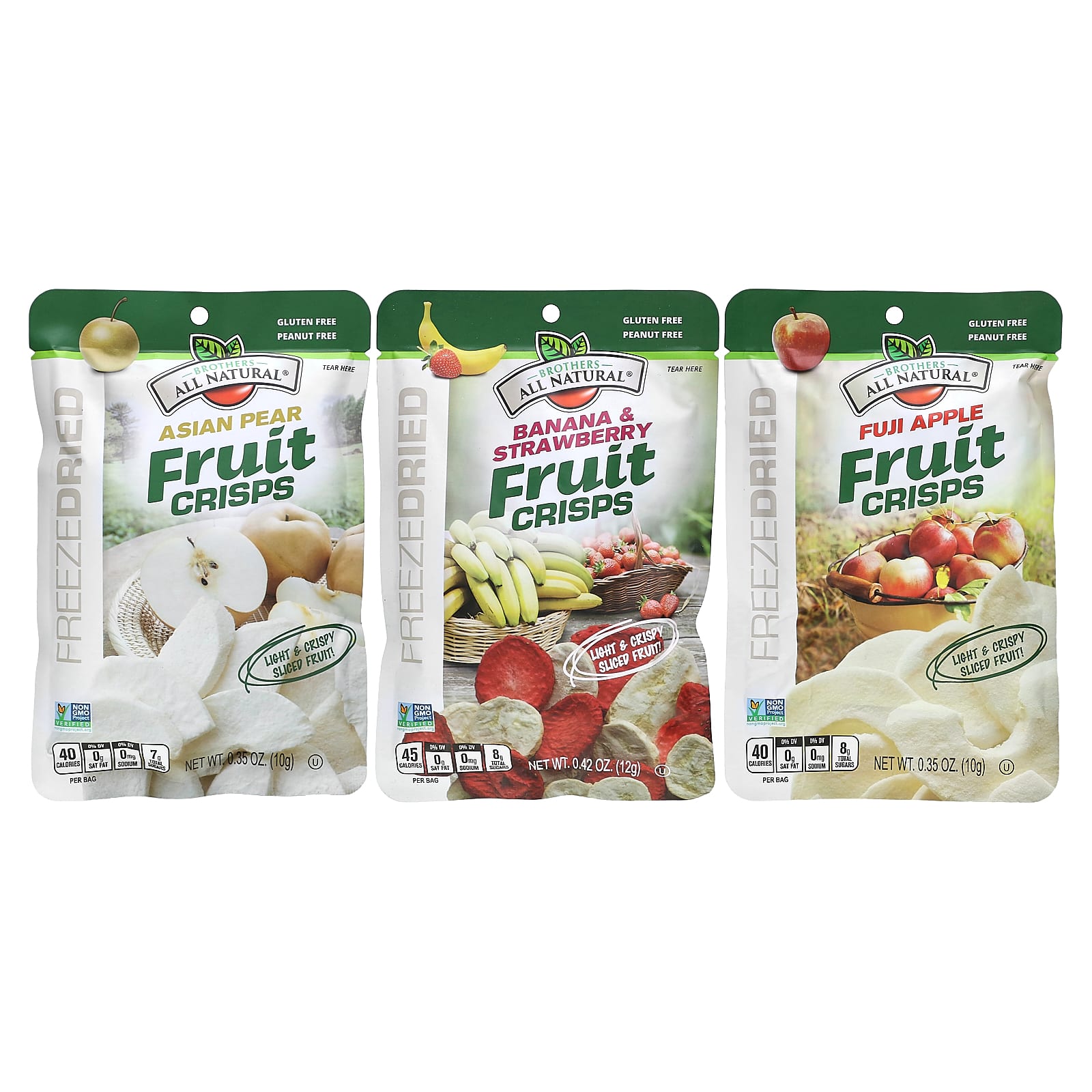 Brothers-All-Natural, фруктовые чипсы, ассорти, 6 пакетиков с одной порцией, 64 г (2,26 унции)