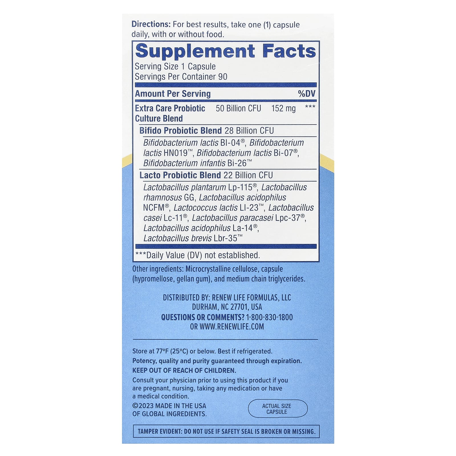 Renew Life, Ultimate Flora, пробиотик с повышенной силой действия, 50 млрд живых культур, 90 вегетарианских капсул