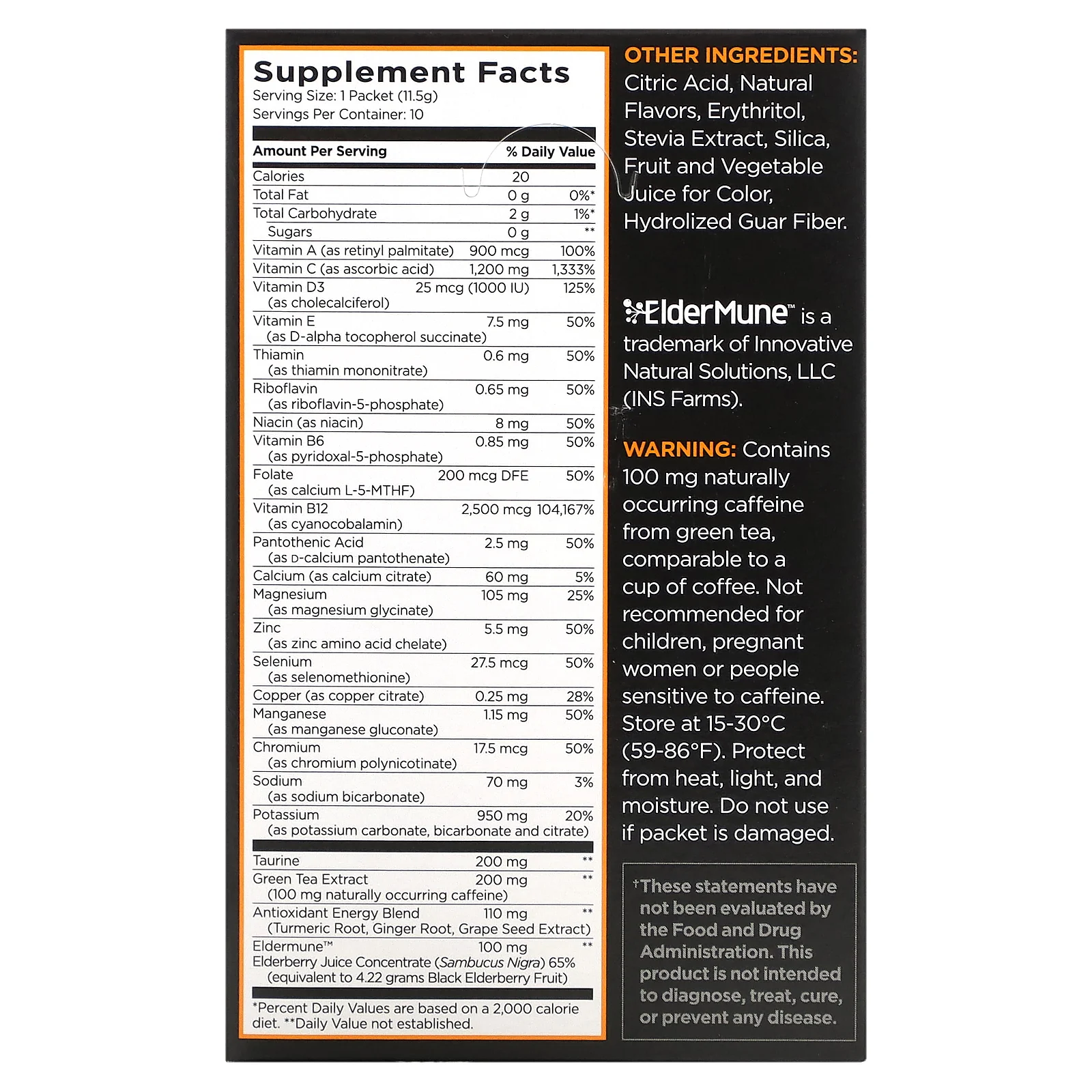 Pureboost, Immune, чистая энергетическая смесь с антиоксидантами, мандарин со вкусом мандарина, 10 пакетиков по 11,5 г (0,41 унции)