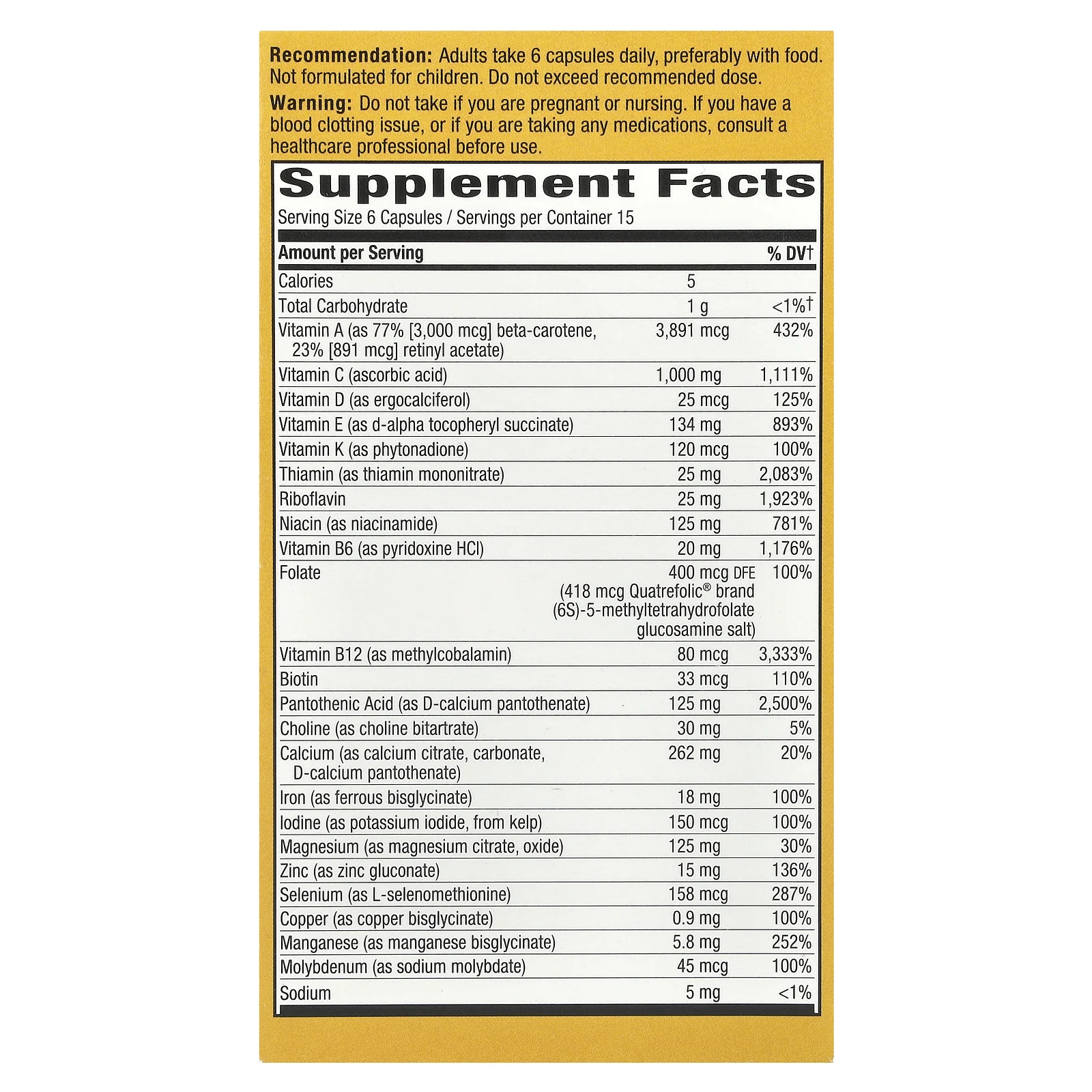 Nature's Way, Alive! Max6 Potency, мультивитамины, 90 капсул