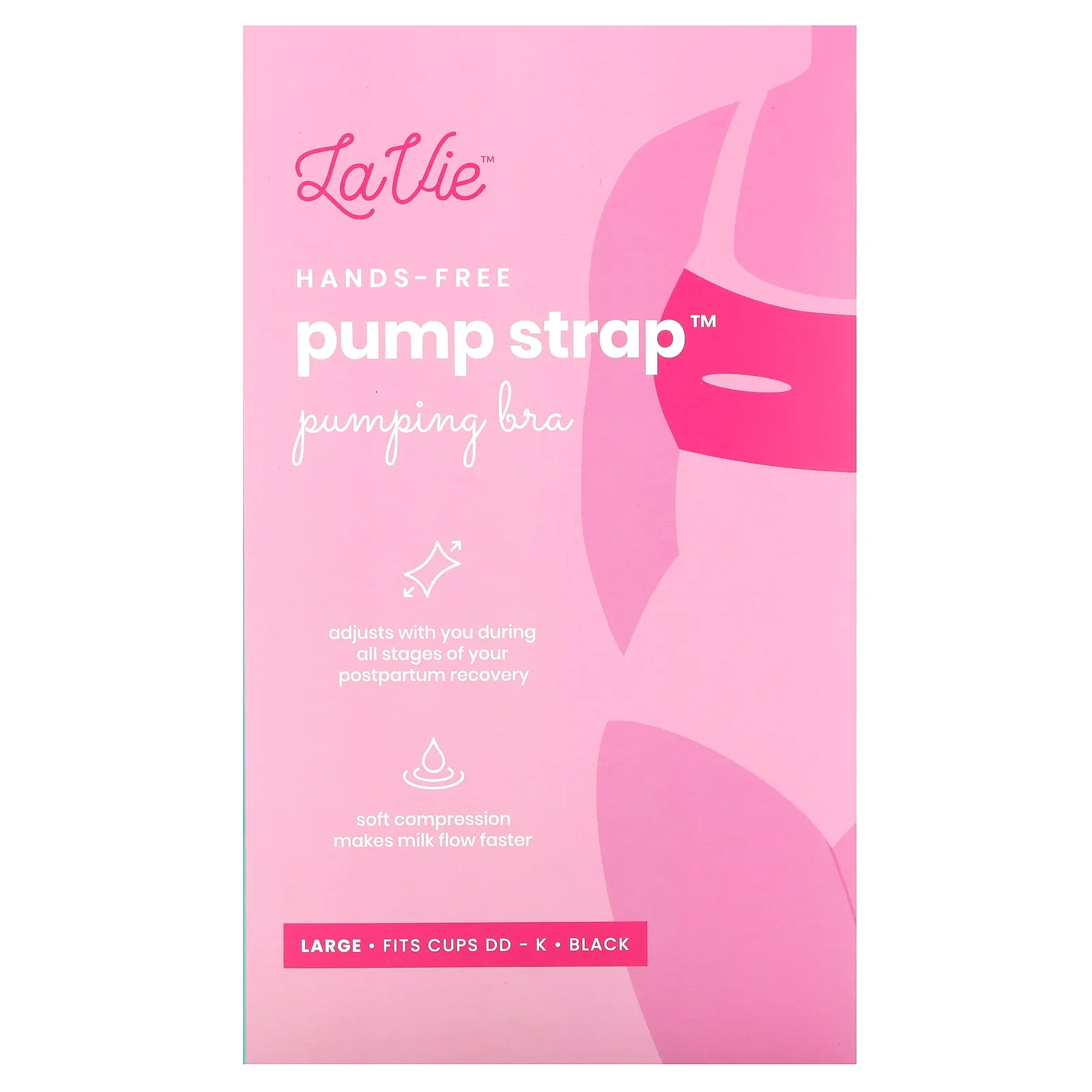 LaVie, Pump Strap, бюстгальтер для кормления без помощи рук, размер Large, черный, 1 шт.