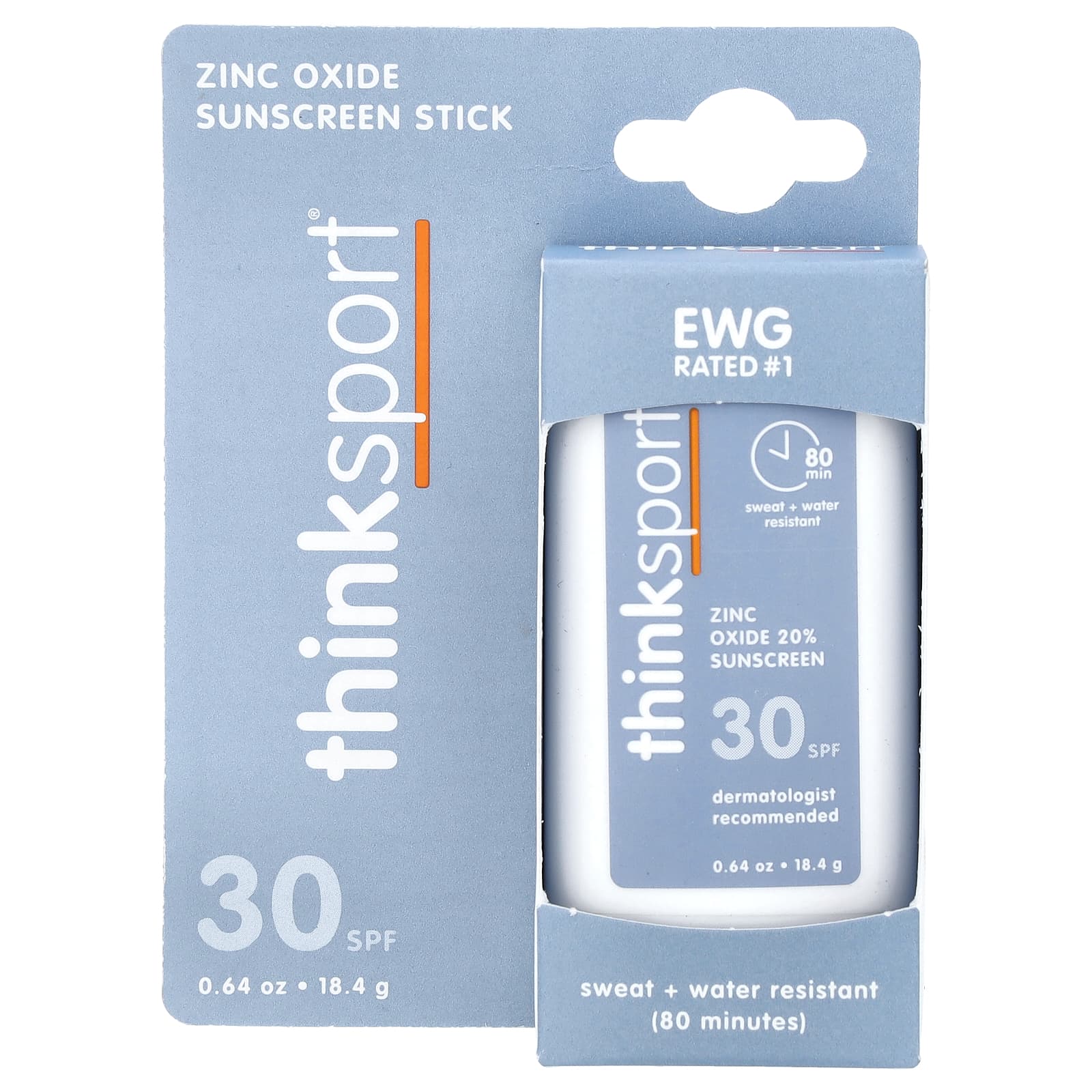 think, Thinksport, солнцезащитный карандаш, фактор защиты от солнца 30, 0,64 унции (18,4 г)