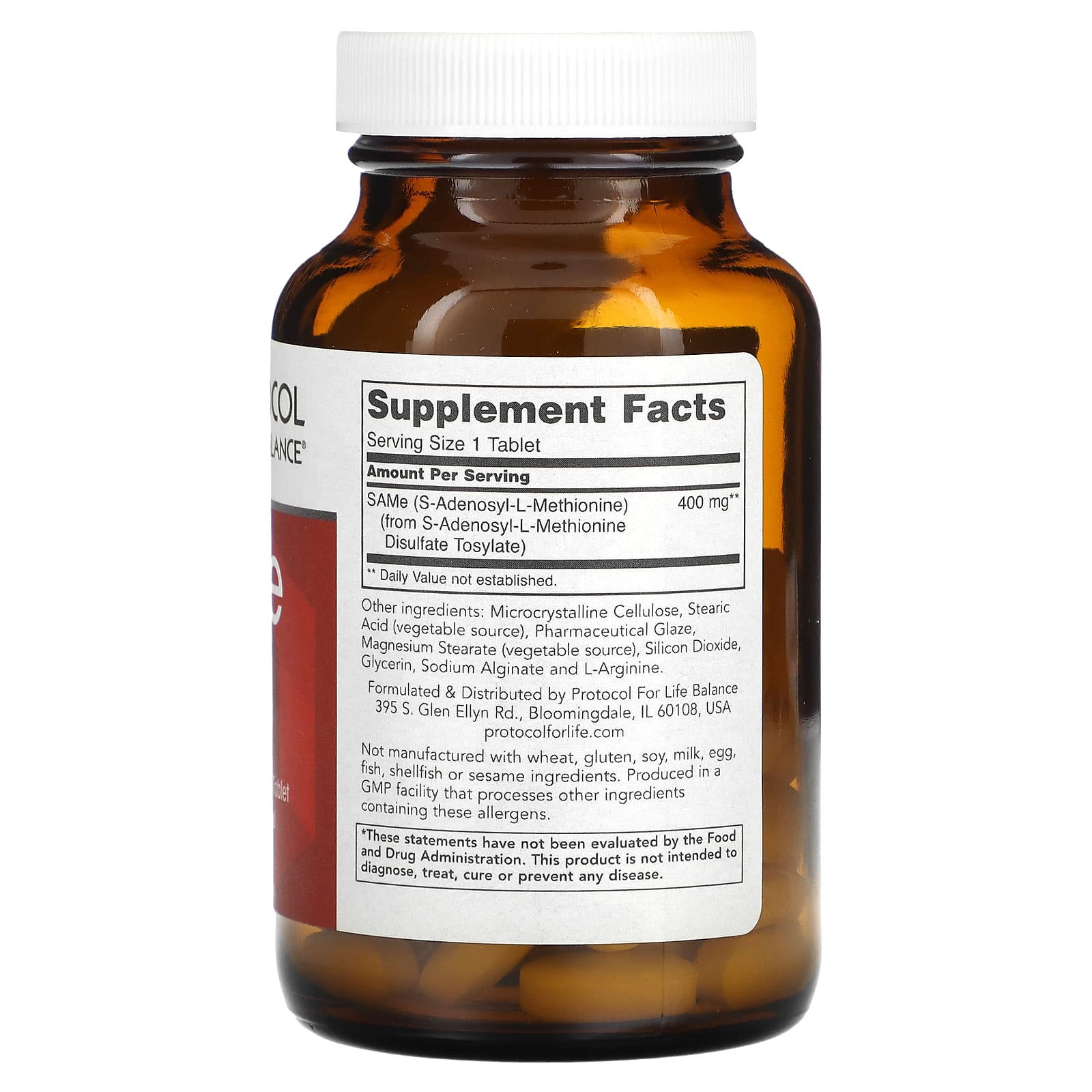 Protocol for Life Balance, SAMe, 400 мг, 60 таблеток