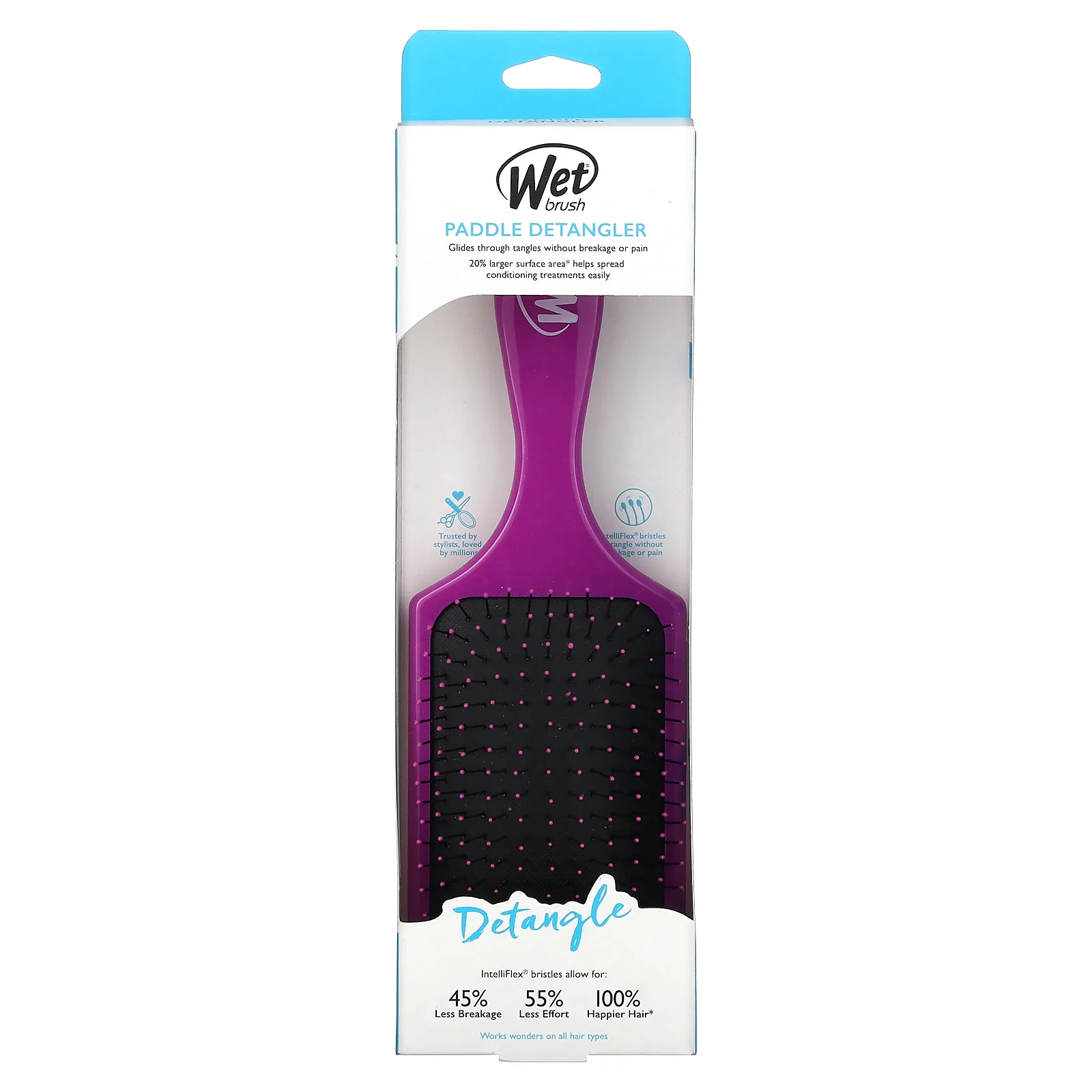 Wet Brush, Paddle Detangler Brush, щетка для легкого расчесывания, пурпурный, 1 шт.