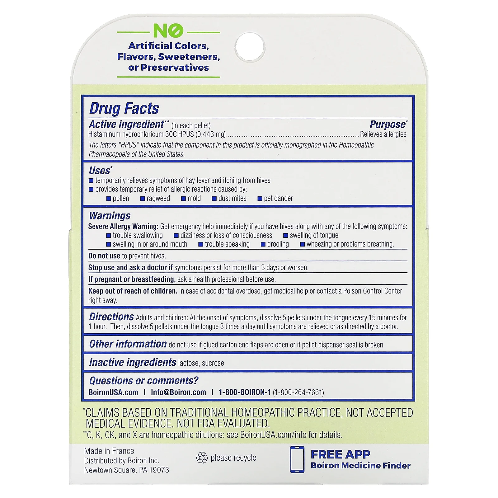 Boiron, гистамина гидрохлорид 30C, гранулы для рассасывания, 3 тюбика, прибл. 80 гранул в каждой