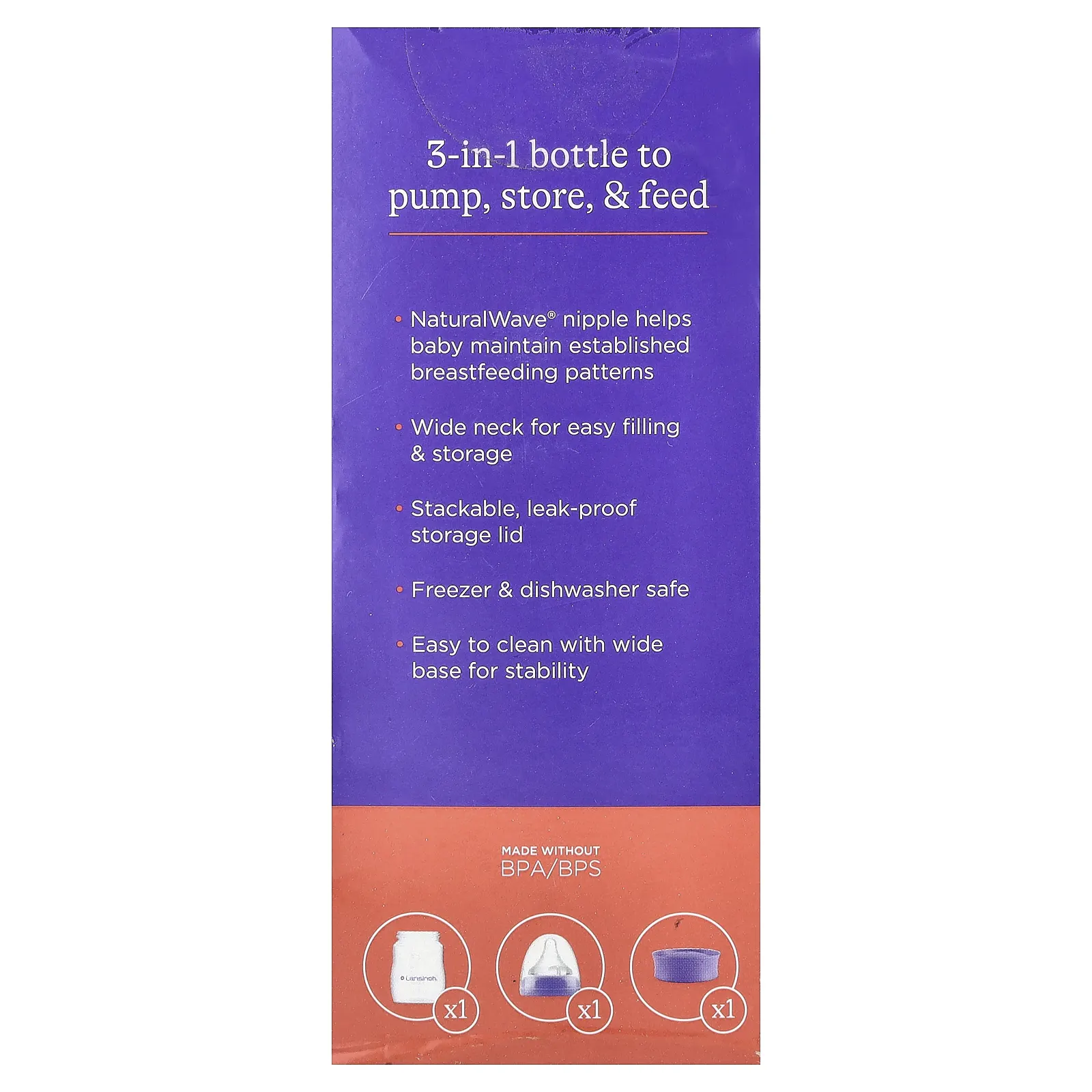 Lansinoh, бутылочки для кормления и хранения, от 1 месяца, медленный поток, 3 шт.