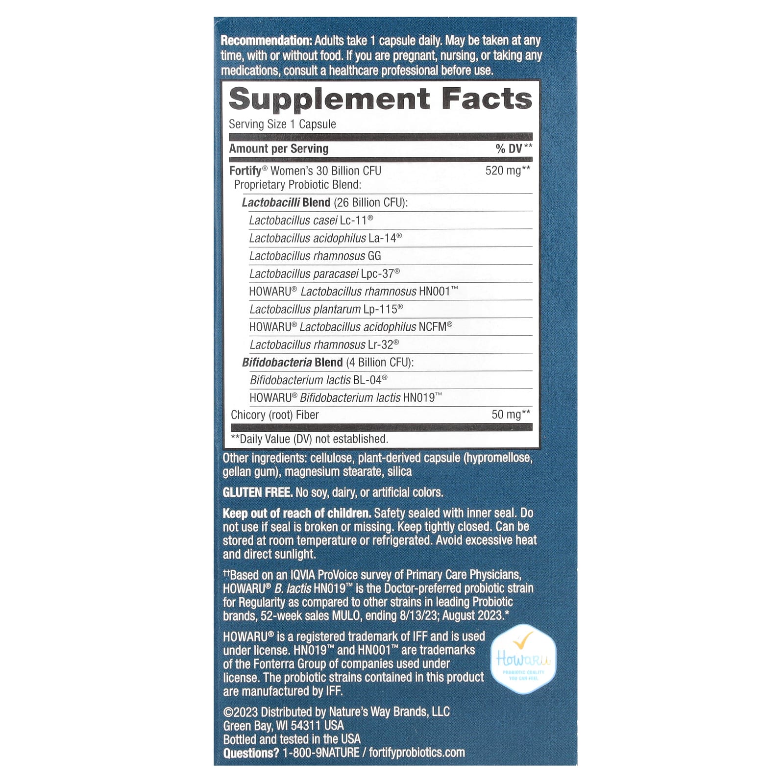 Nature's Way, Fortify, пробиотик с пребиотиками для женщин, ежедневная забота, 30 млрд, 30 капсул с отсроченным высвобождением