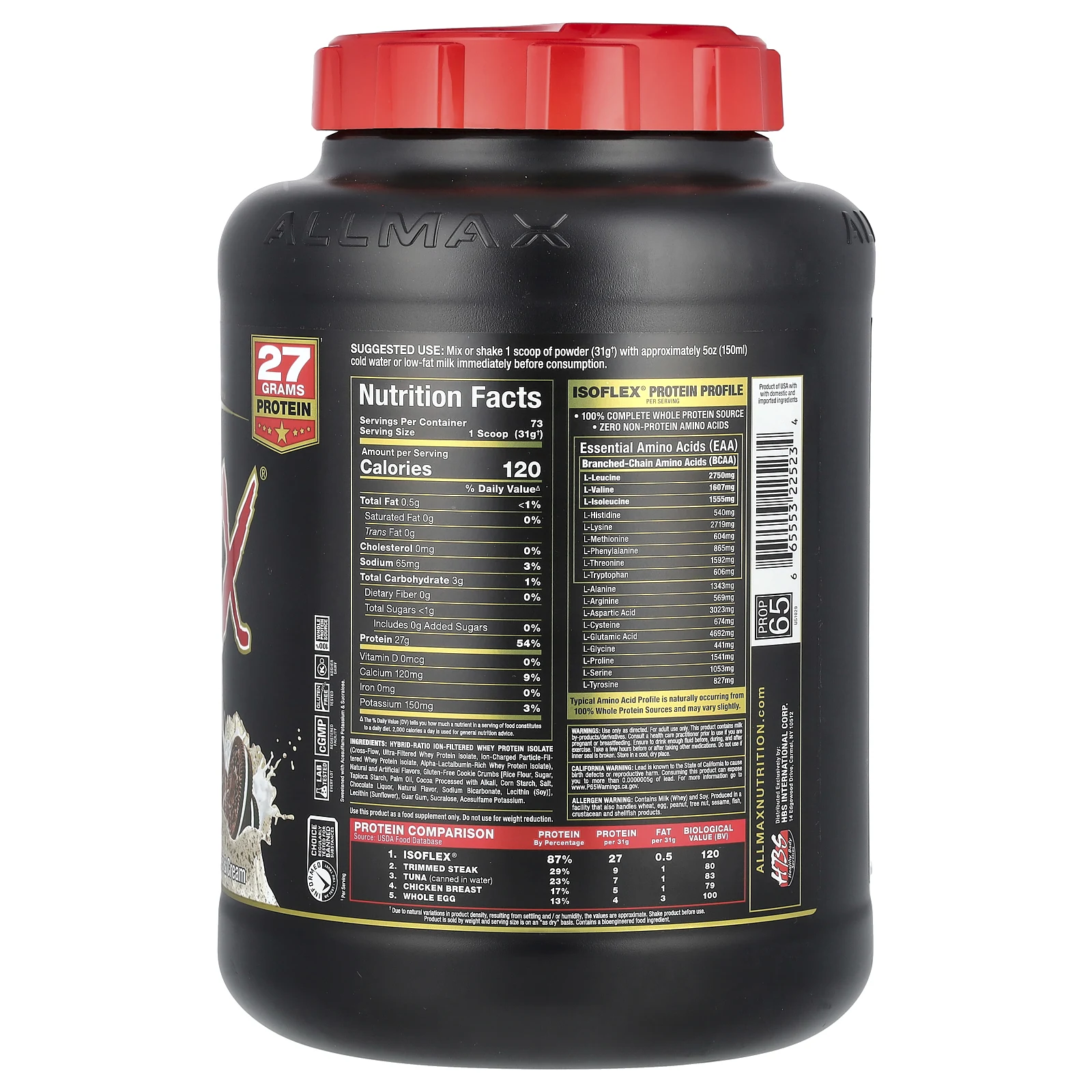 ALLMAX, Isoflex, на 100% чистый изолят сывороточного протеина, со вкусом печенья с кремом, 2,27 кг (5 фунтов)