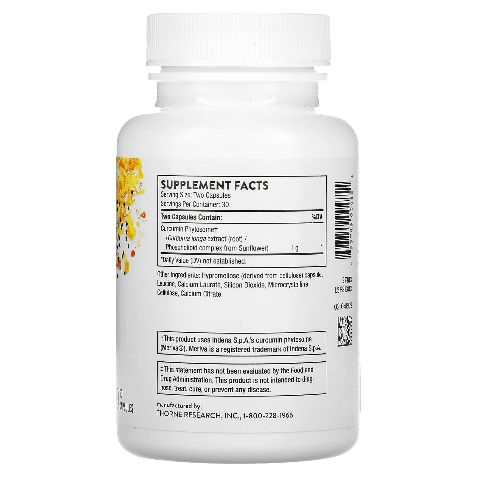 Thorne, фитосомы куркумина, 1000 мг, 60 капсул
