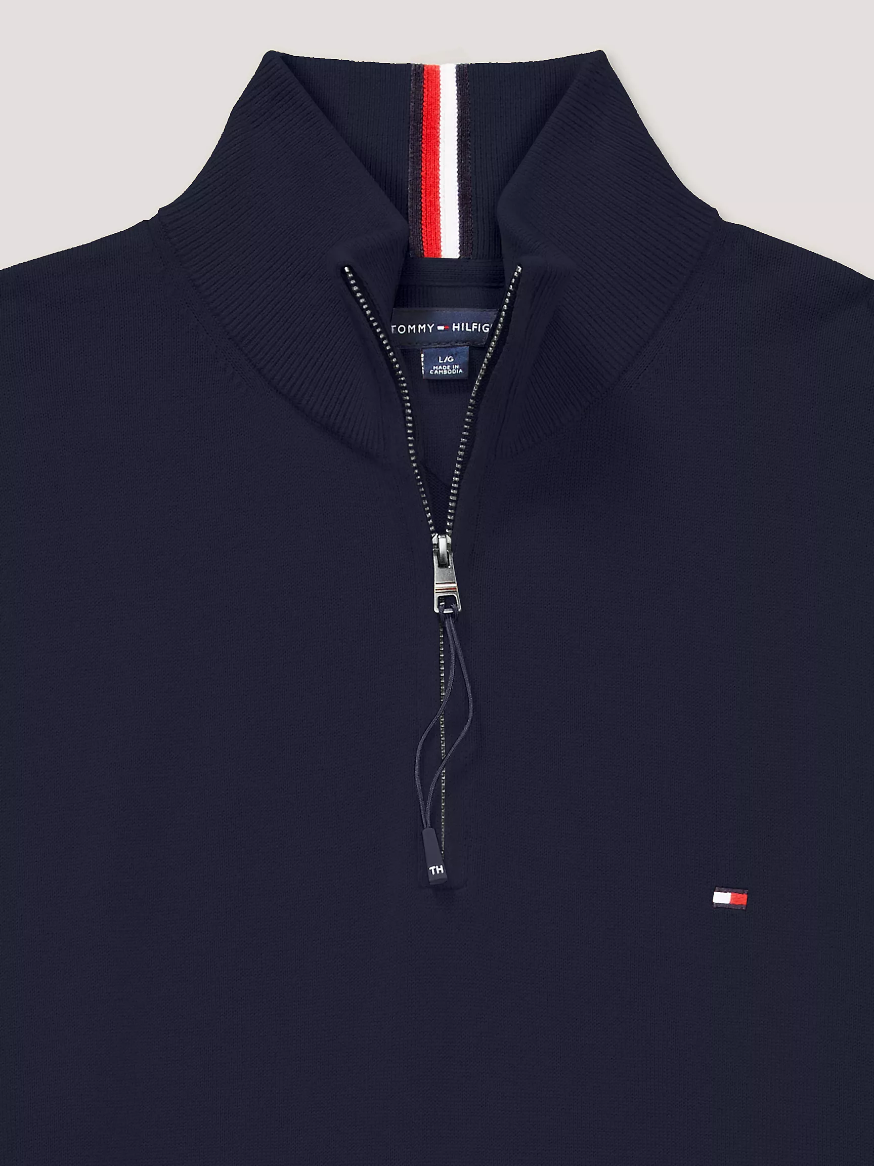 Мужской свитер Tommy Hilfiger, Однотонный свитшот на молнии с высоким воротником