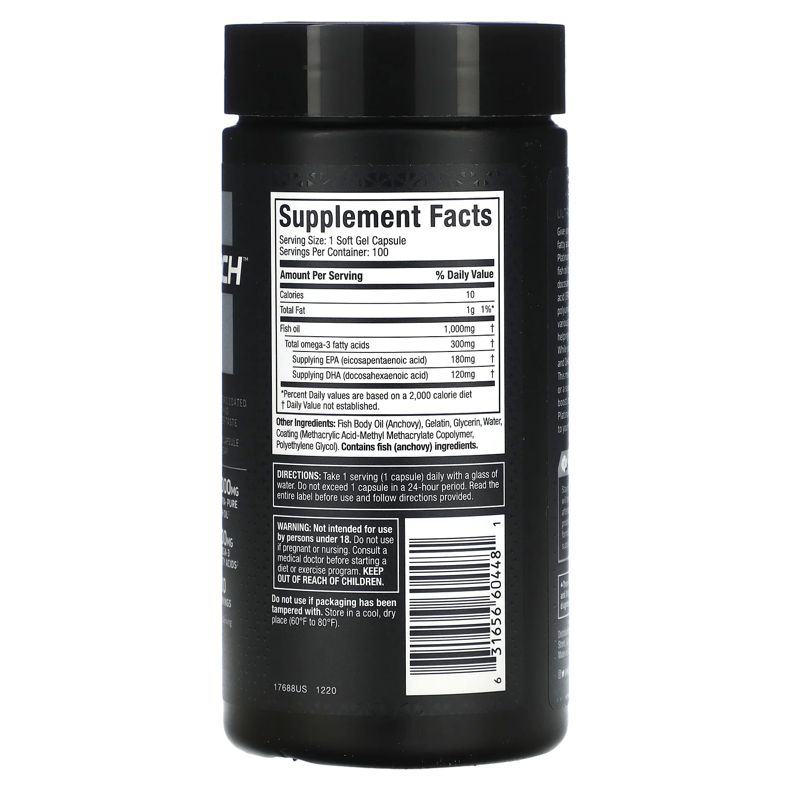 MuscleTech, Platinum 100% Omega Fish Oil, Essential (серия), рыбий жир с омега-3 жирными кислотами, 100 мягких желейных капсул