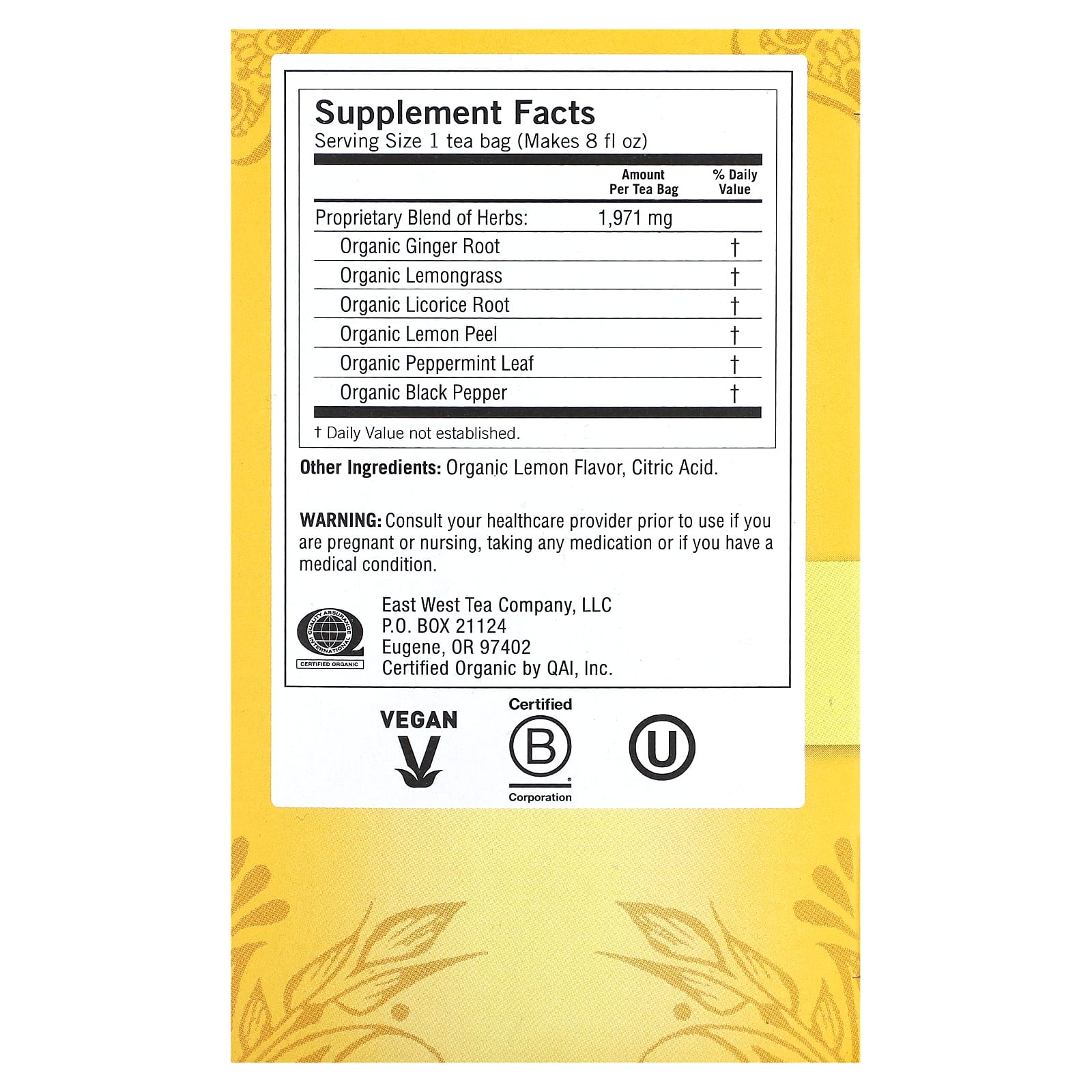 Yogi Tea, лимон и имбирь, без кофеина, 16 чайных пакетиков, 36 г (1,27 унции)