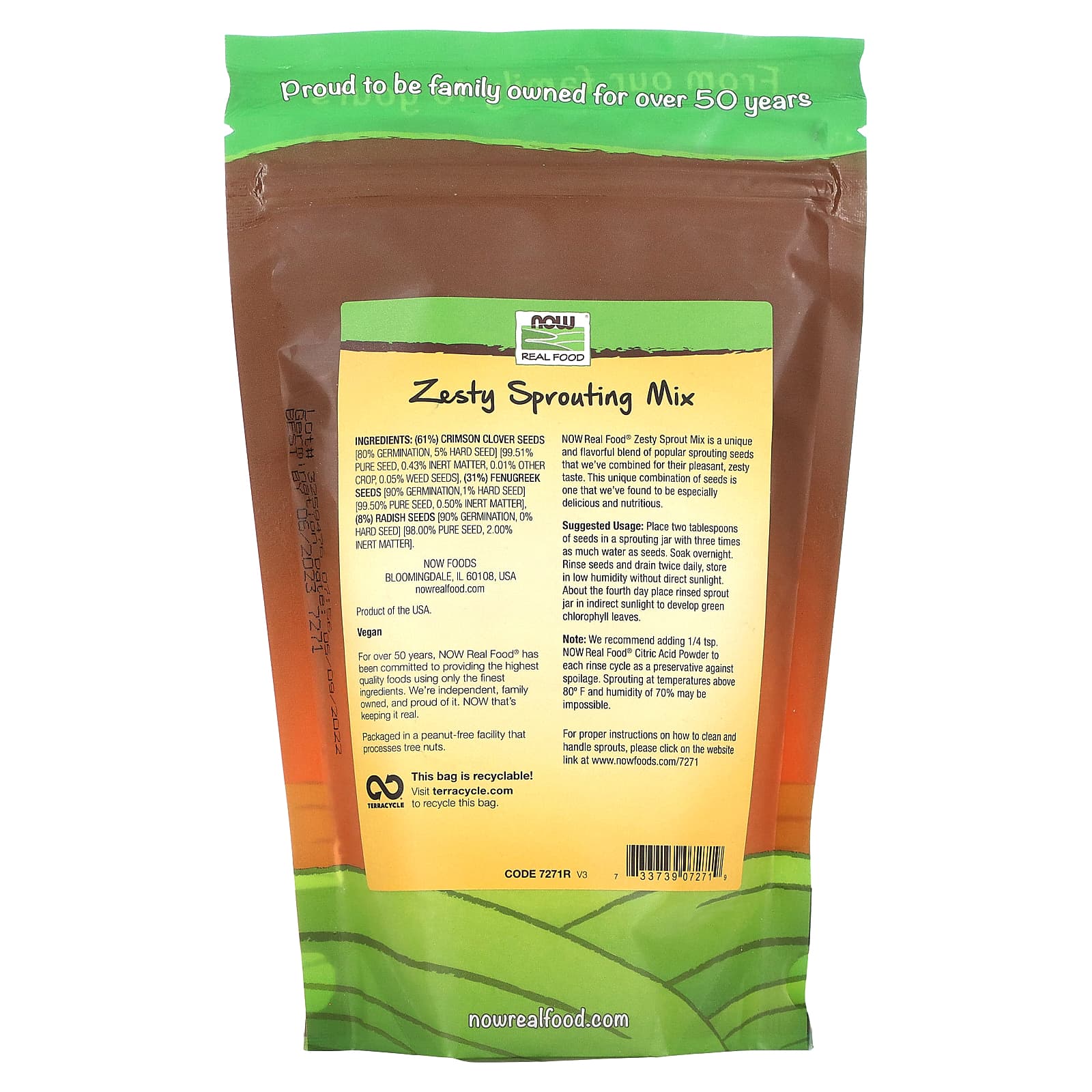 NOW Foods, Real Food, пикантная смесь семян для проращивания, 454 г (16 унций)