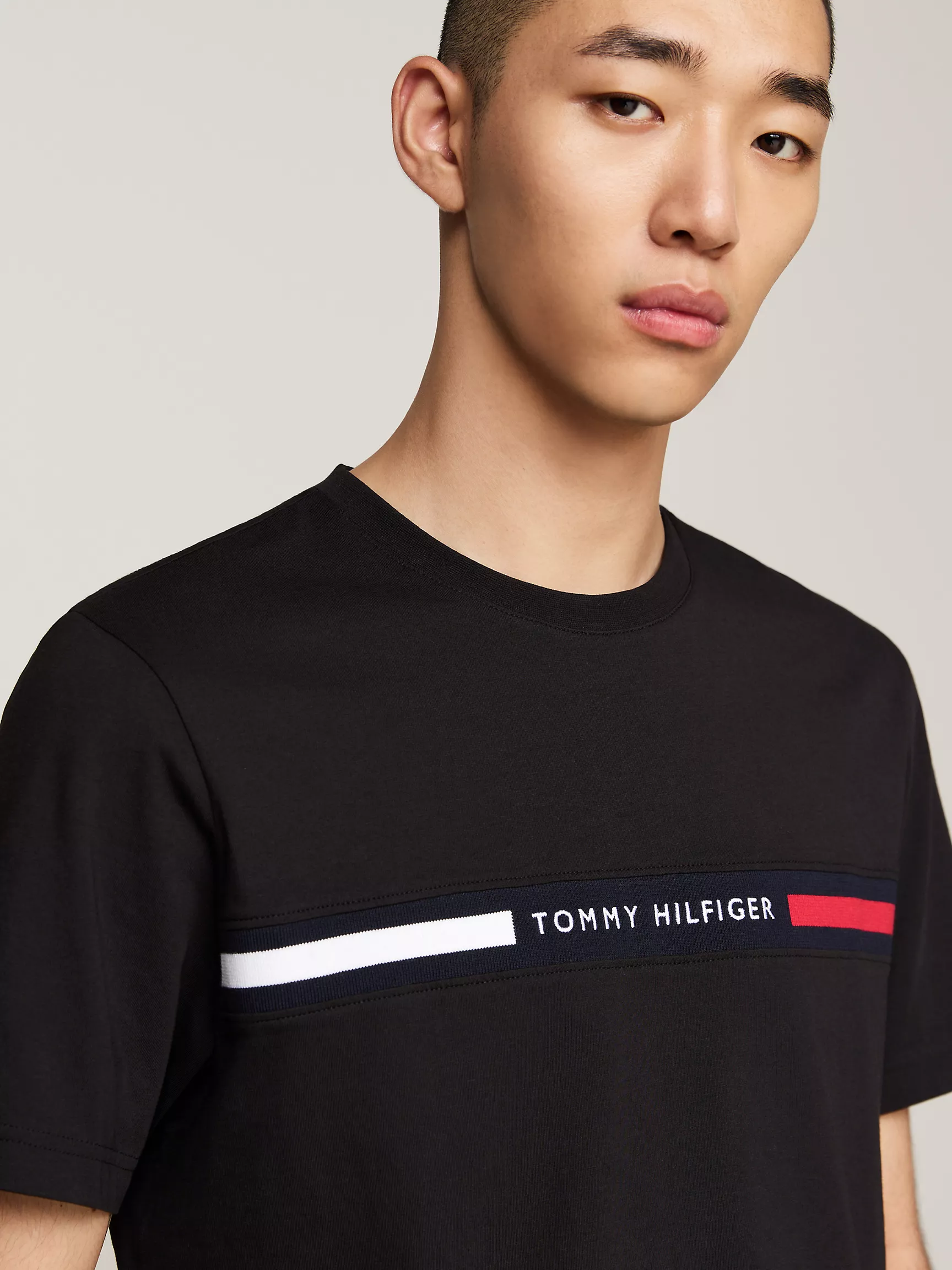 Мужская футболка Tommy Hilfiger, Футболка Tommy с ребристой вставкой и логотипом