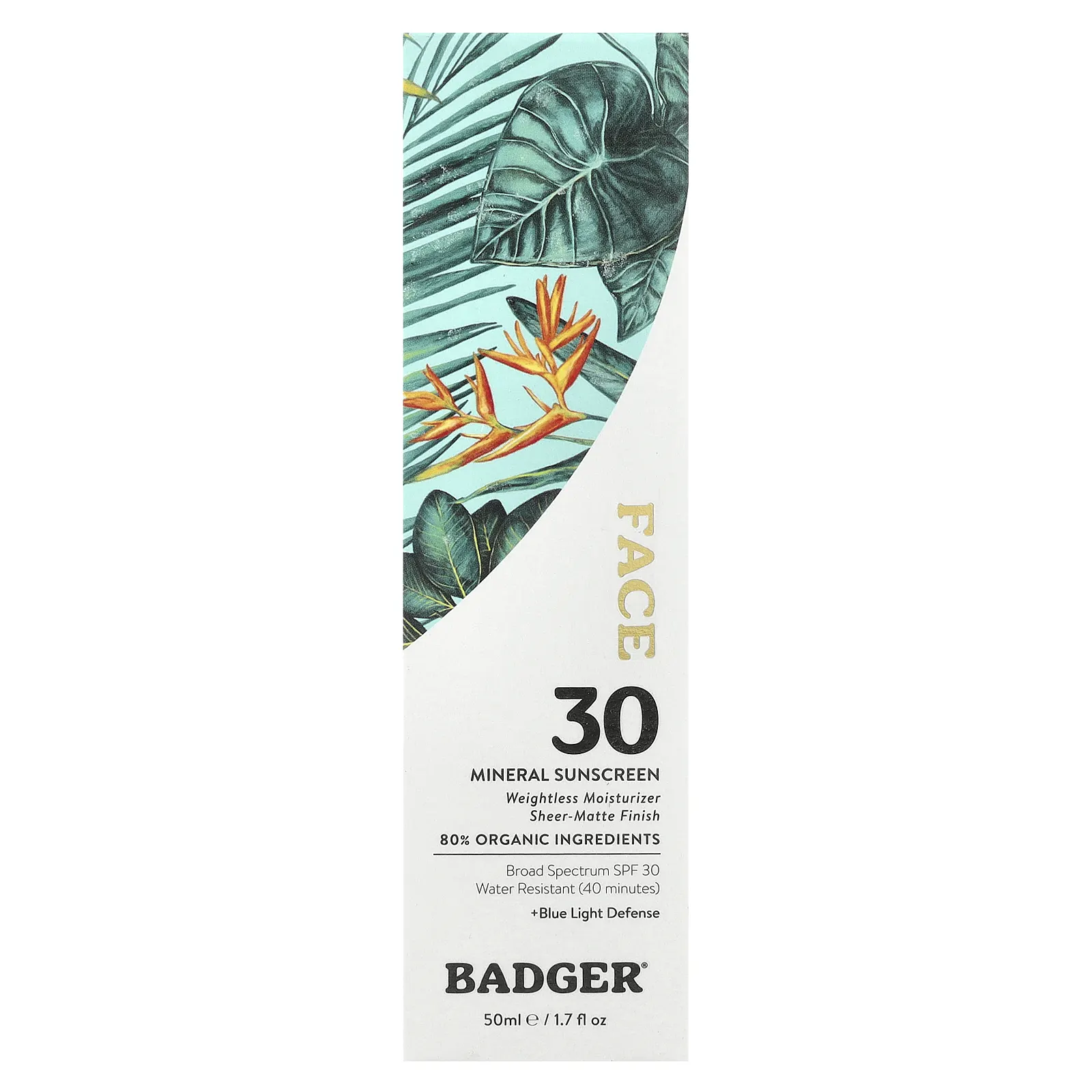 Badger, солнцезащитное средство для лица, SPF 30, 50 мл (1,7 жидк. унции)