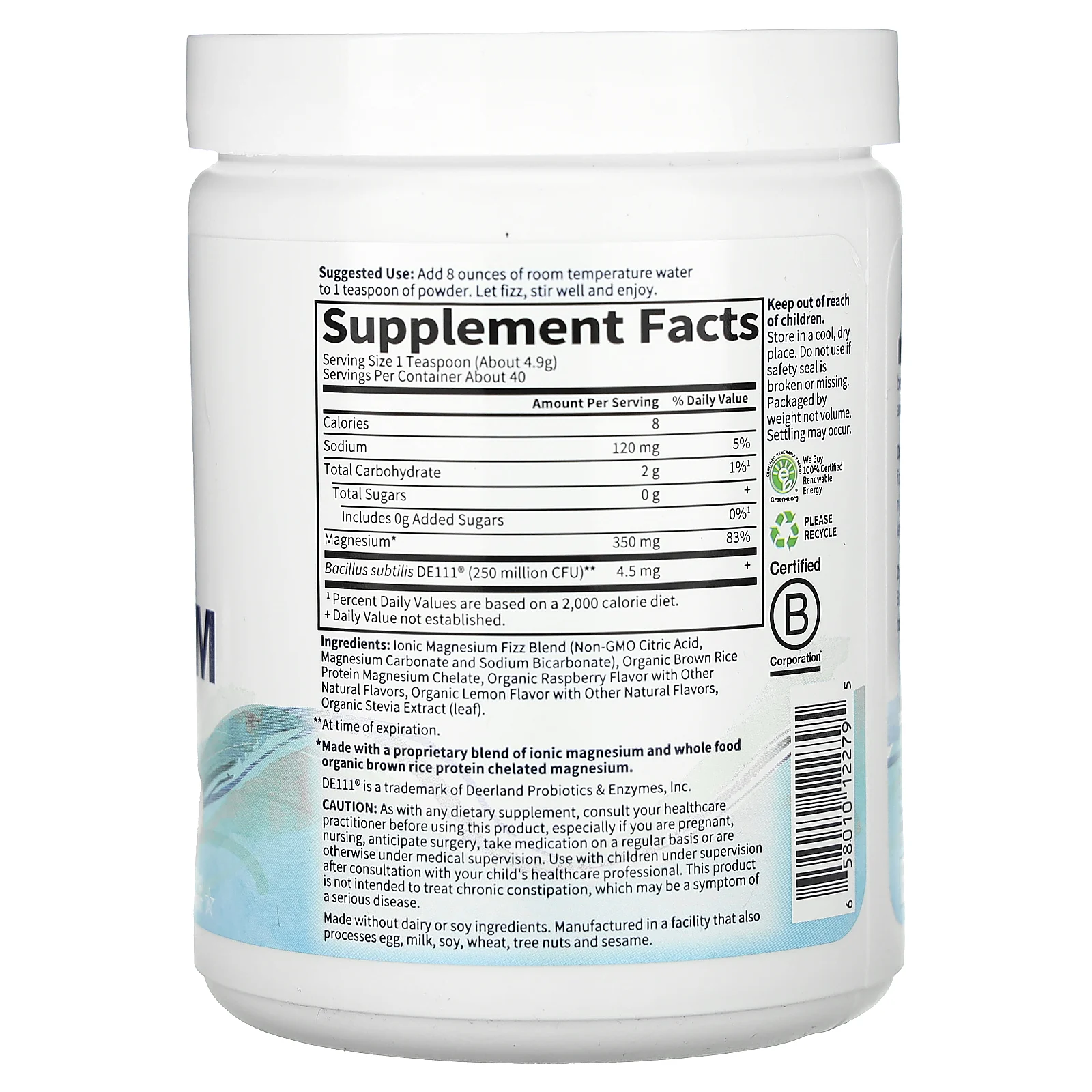 Garden of Life, Dr. Formulated, порошок из цельнопищевого магния, со вкусом малины и лимона, 198,4 г (7 унций)