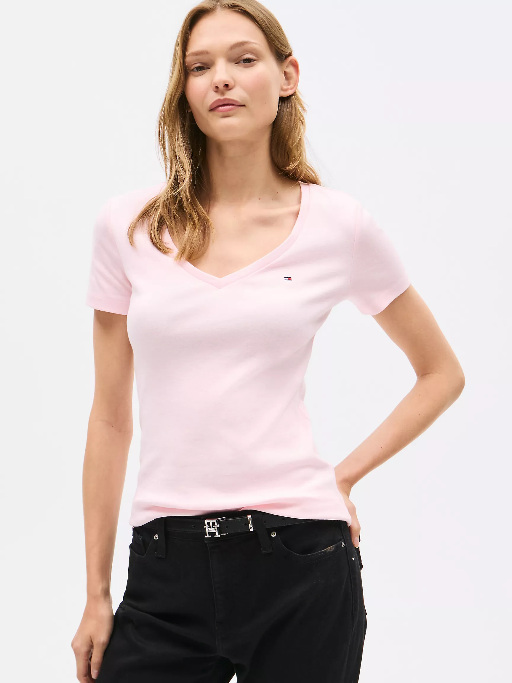 Женская футболка Tommy Hilfiger, Футболка с V-образным вырезом