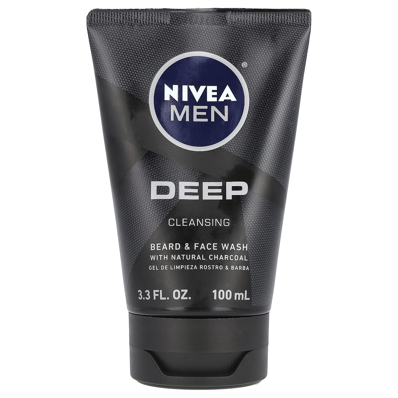 Nivea, Для мужчин, средство для мытья бороды и лица, глубокое очищение, с натуральным углем, 100 мл (3,3 жидк. Унции)