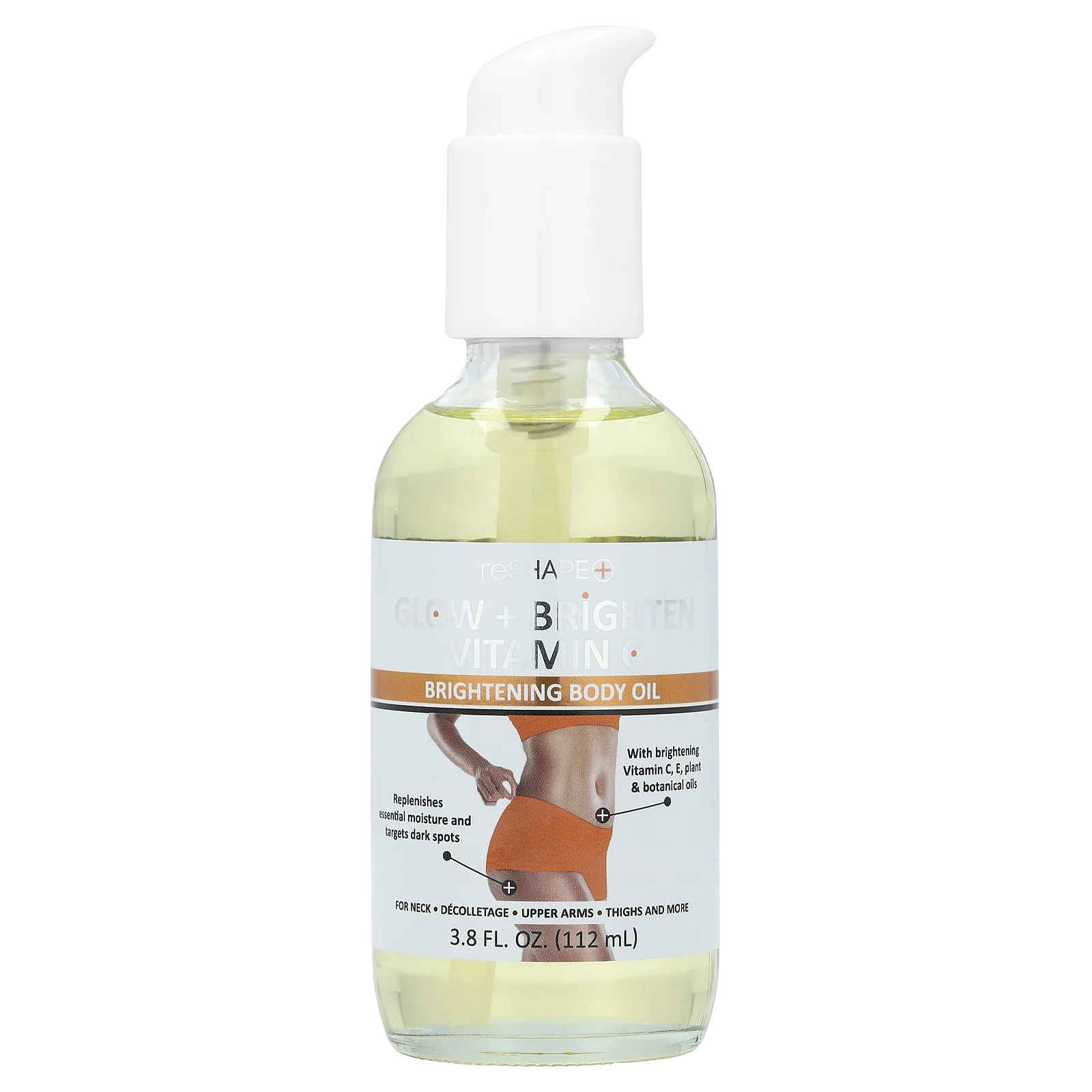 Reshape Plus, Glow + Brightening Vitamin C, осветляющее масло для тела, 112 мл (3,8 жидк. унц.)