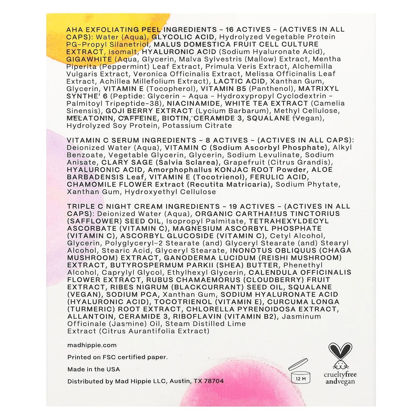 Mad Hippie, Регулярный набор для осветления кожи, набор из 3 предметов