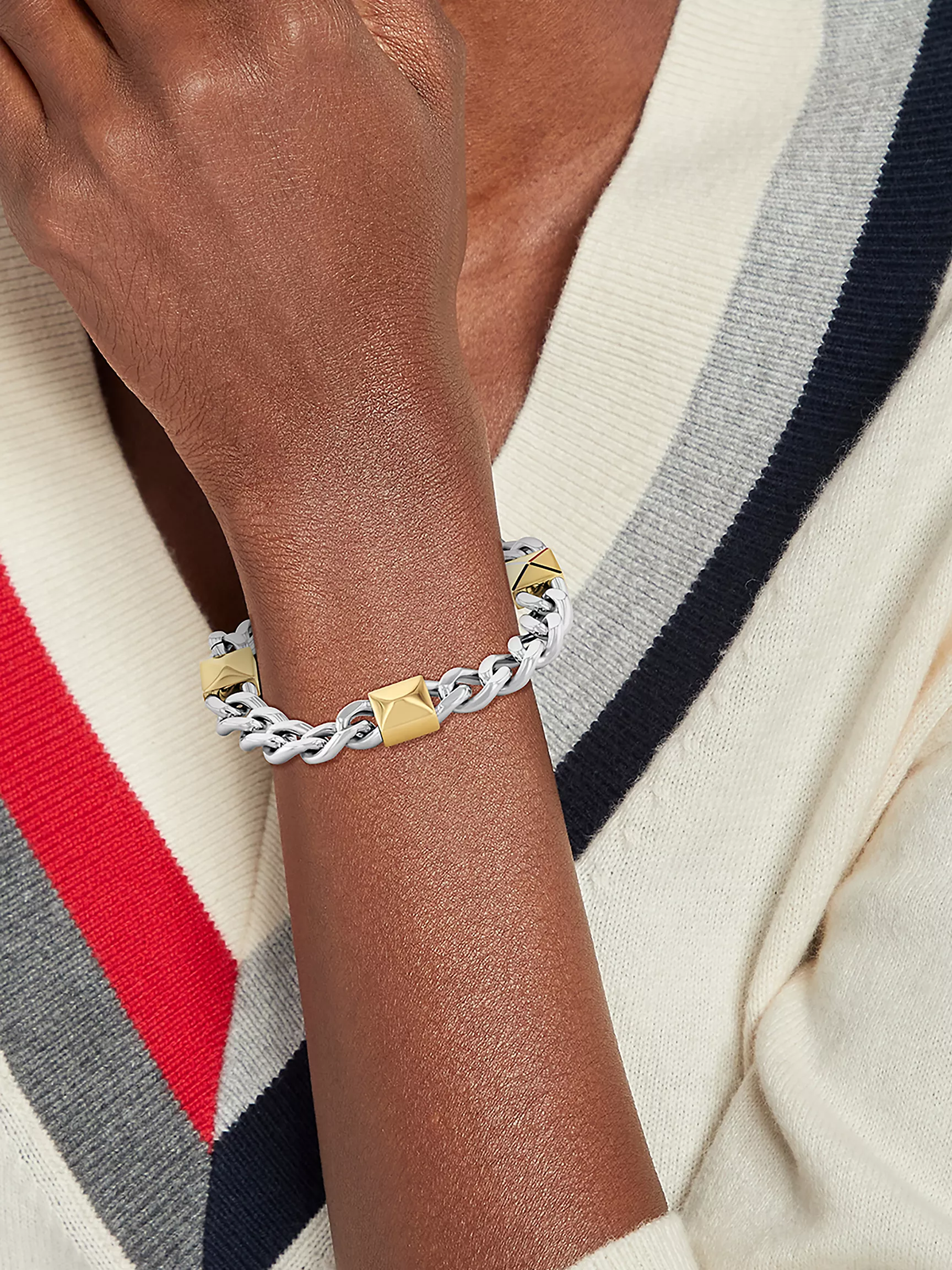 Женский браслет Tommy Hilfiger, Двухцветный браслет-цепочка с заклепками