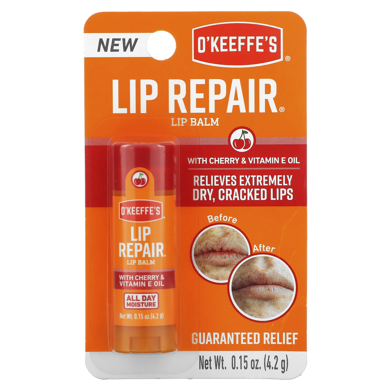 O'Keeffe's, Бальзам для губ Lip Repair, вишня и масло с витамином Е, 4,2 г (0,15 унции)