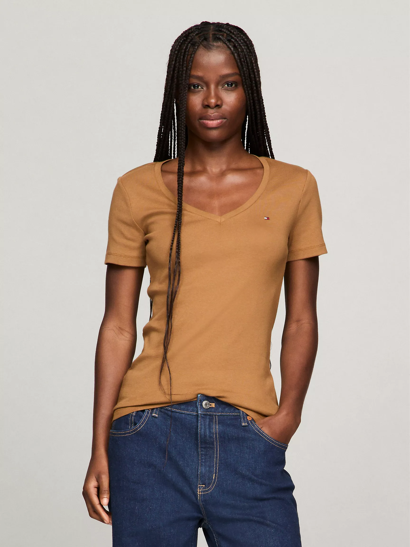 Женская футболка Tommy Hilfiger, Футболка с V-образным вырезом