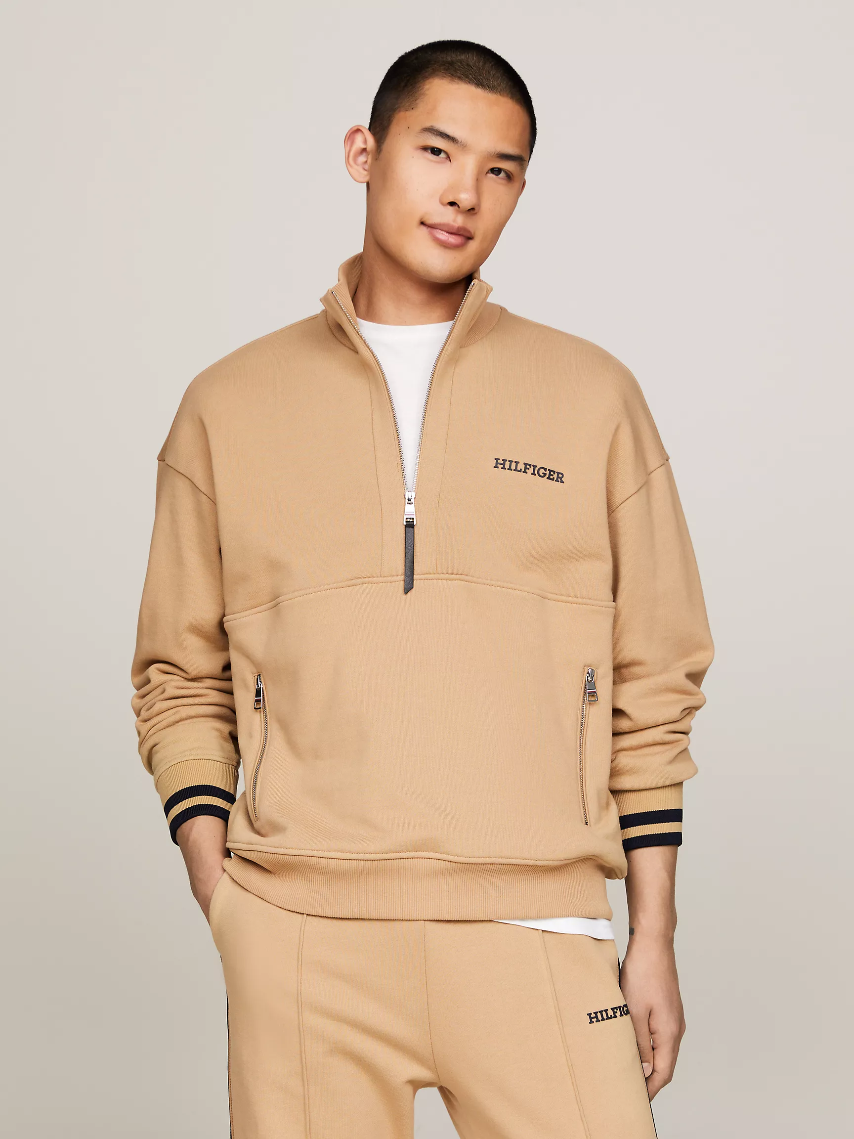 Мужская толстовка Tommy Hilfiger, Свитшот на половинной молнии с монограммным логотипом
