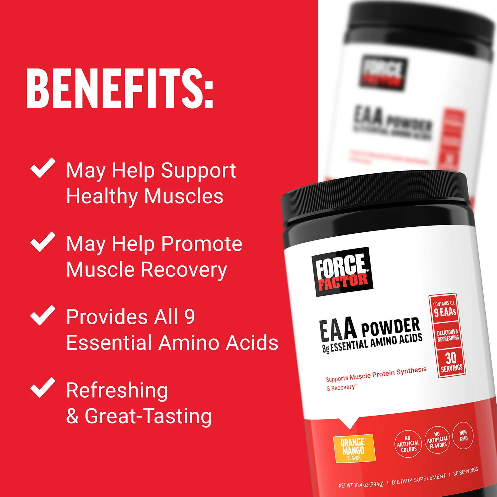 Force Factor, EAA в порошке, со вкусом апельсина и манго, 294 г (10,4 унции)