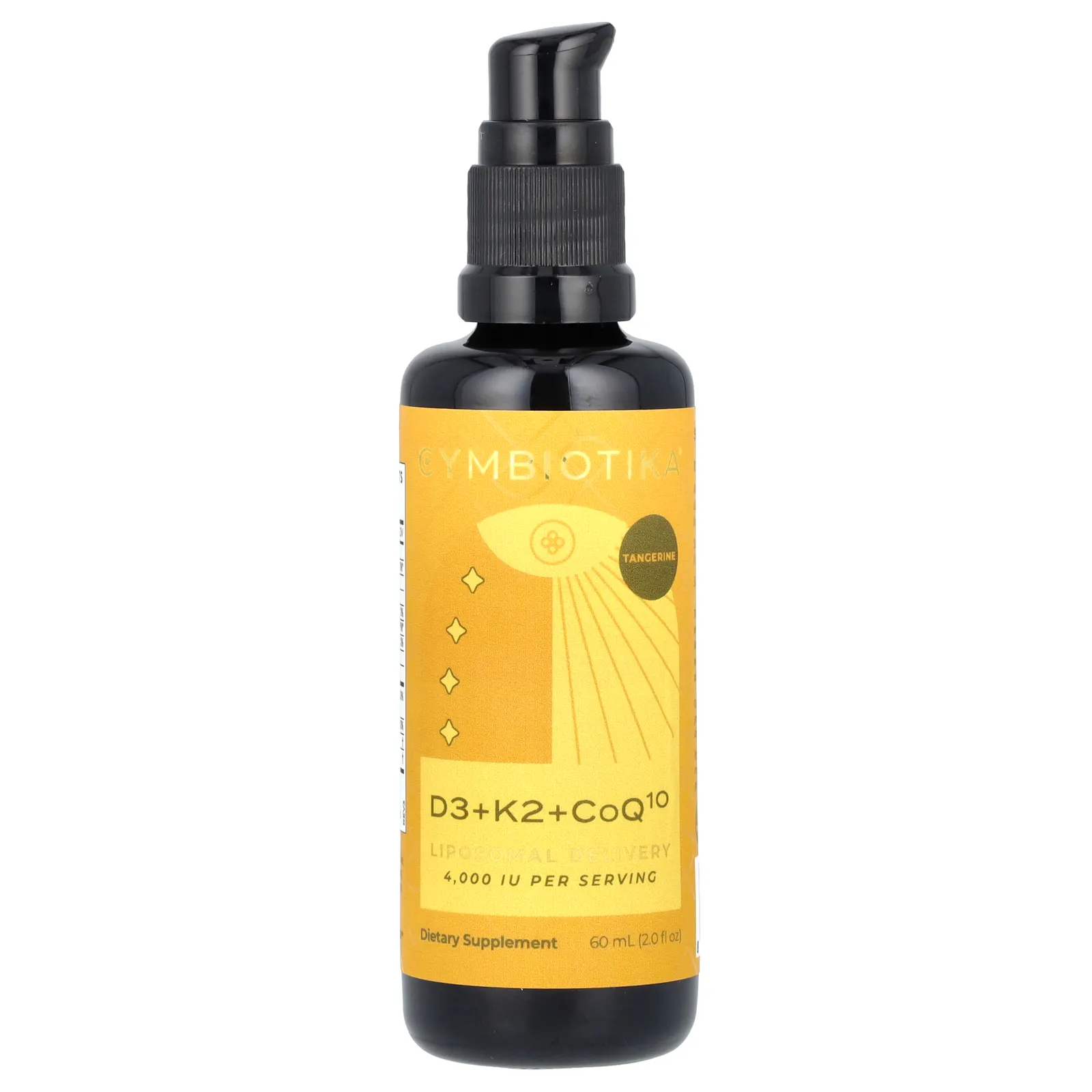Cymbiotika, D3 + K2 + CoQ10, липосомальная доставка, мандарин, 4000 МЕ, 60 мл (2 жидк. Унции)