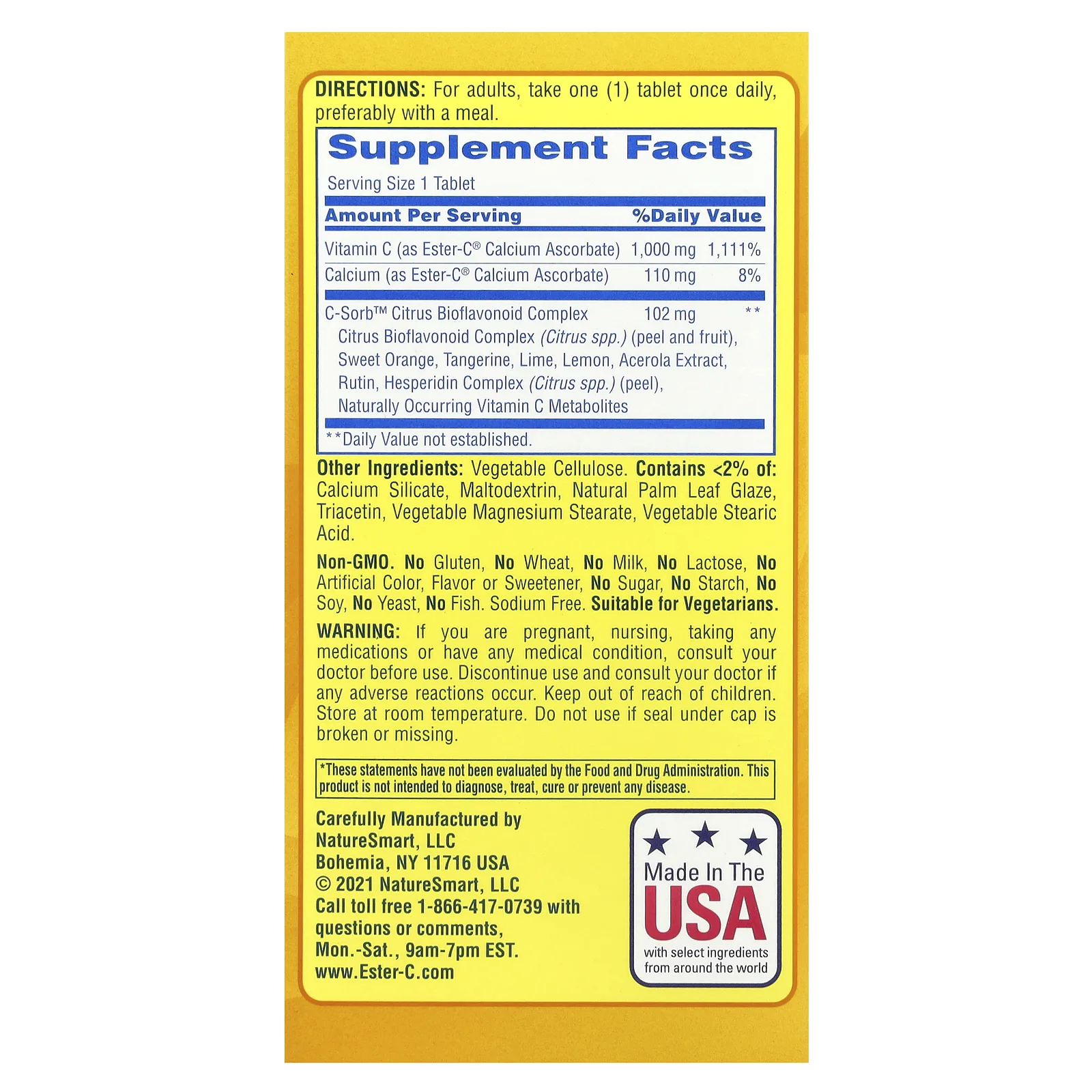 Nature's Bounty, Ester-C, максимальная сила, 1000 мг, 120 вегетарианских таблеток, покрытых оболочкой
