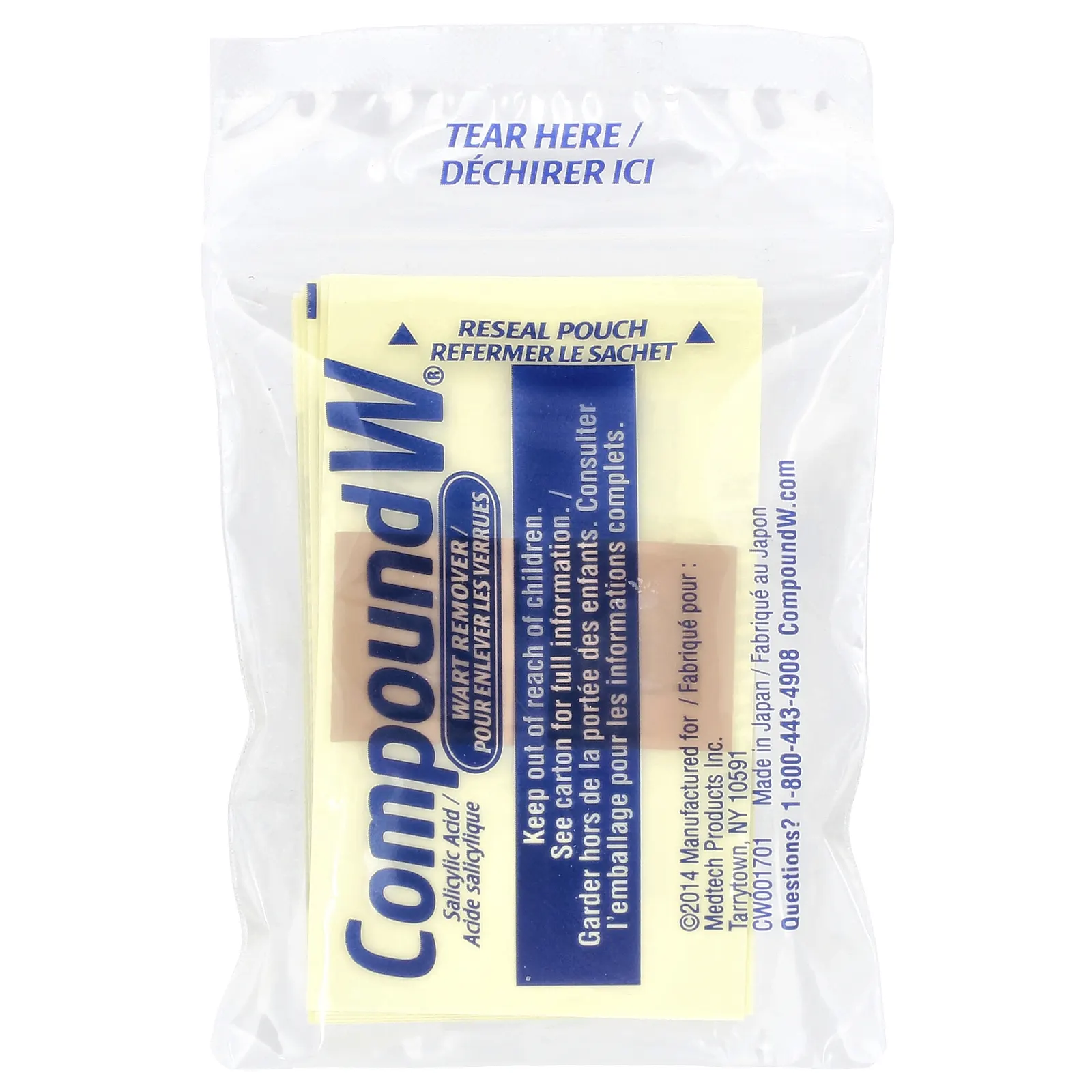 Compound W, Средство для удаления бородавок, One Step Invisible Strips, максимальная сила действия, 14 лечебных полосок