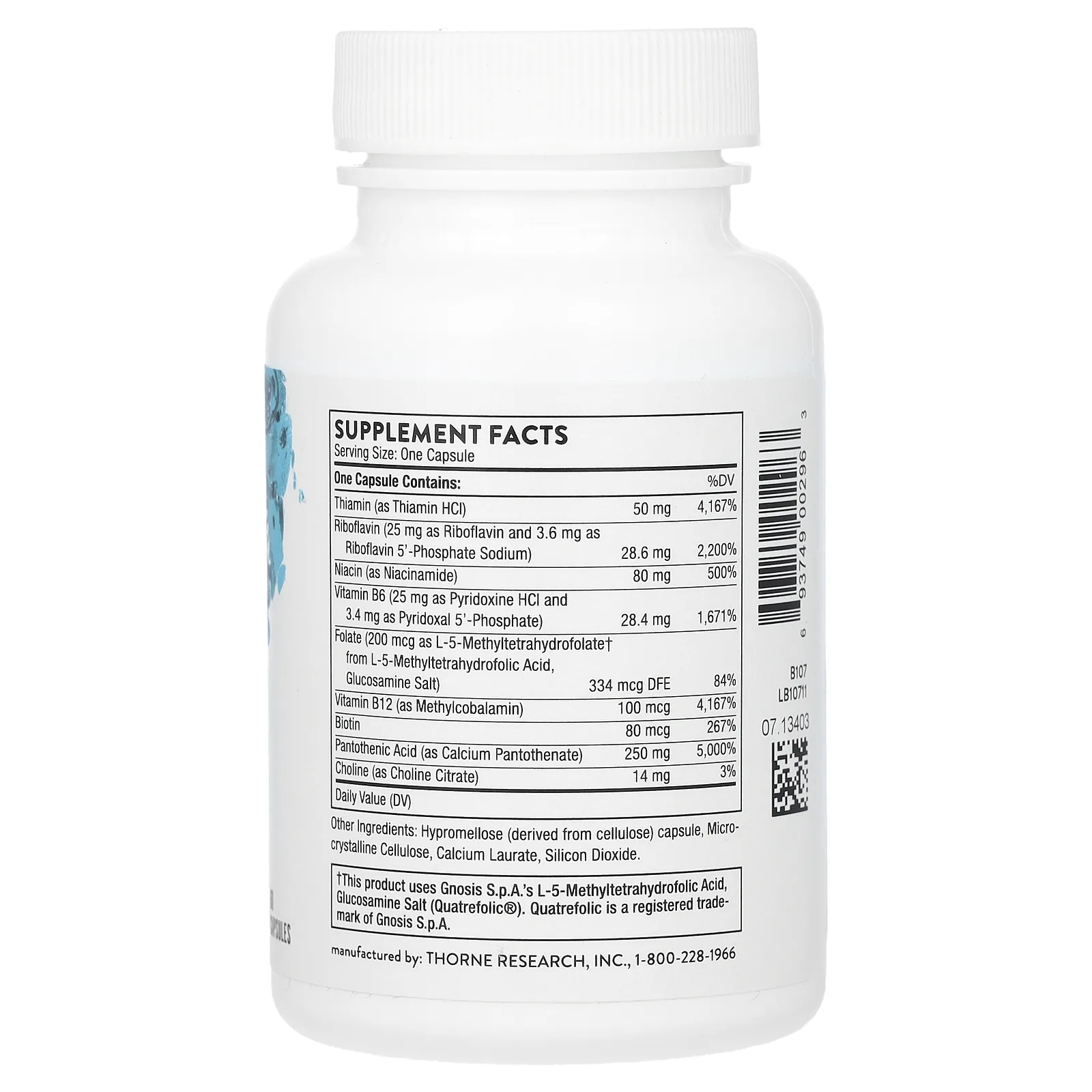 Thorne, комплекс витаминов группы B, против стресса, 60 капсул