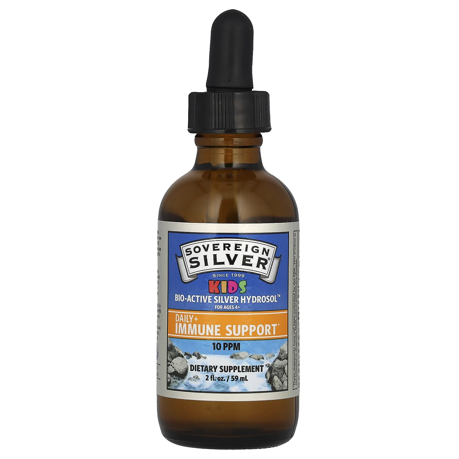 Sovereign Silver, Bio-Active Silver Hydrosol, поддержка иммунитета, для детей от 4 лет, 10 част./млн, 59 мл (2 жидк. унции)