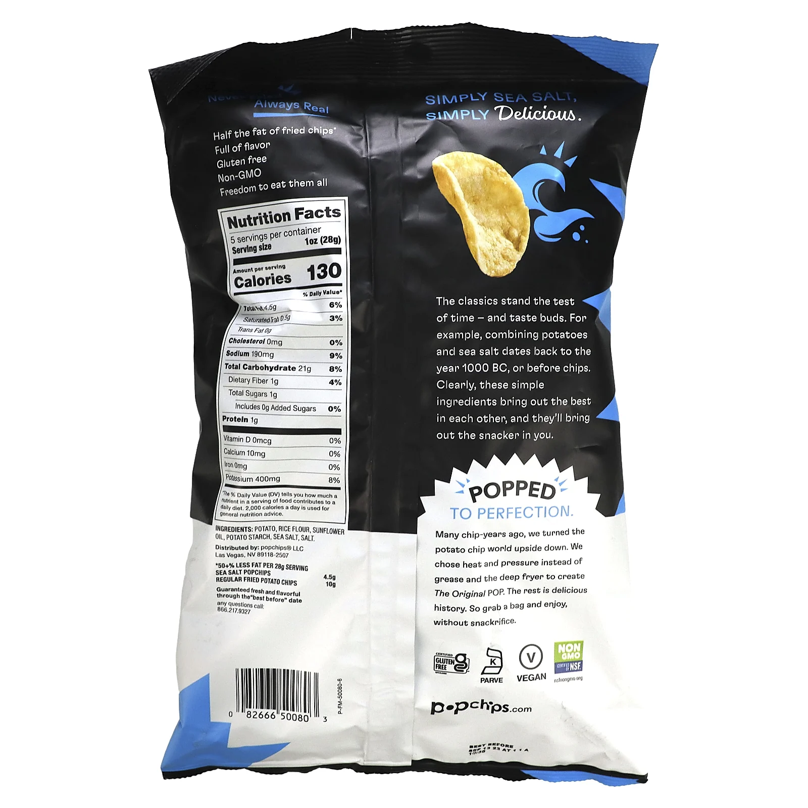 Popchips, оригинальная, морская соль, 142 г (5 унций)