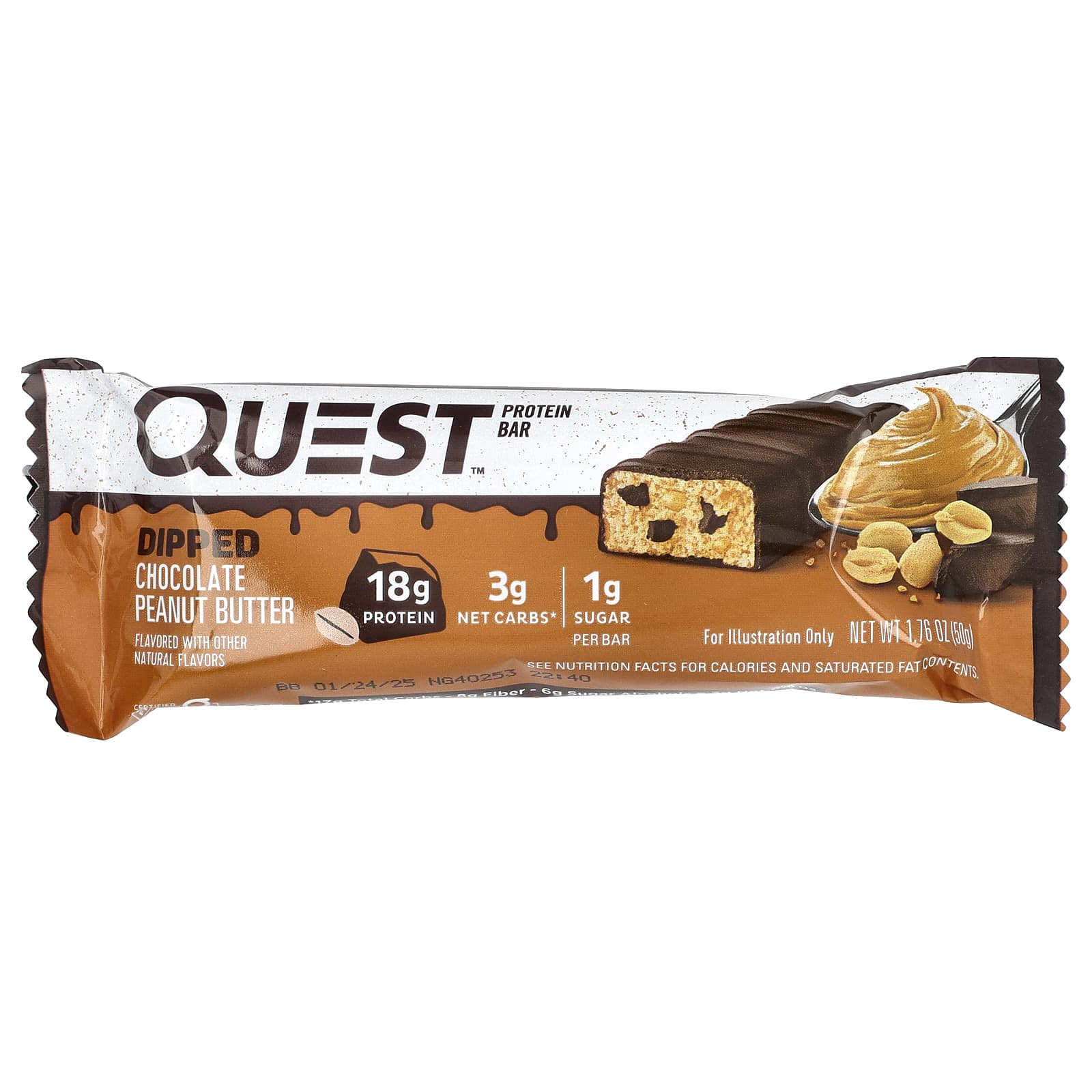 Quest Nutrition, Протеиновый батончик, шоколадный батончик с арахисовой пастой, 4 батончика, 50 г (1,76 унции)