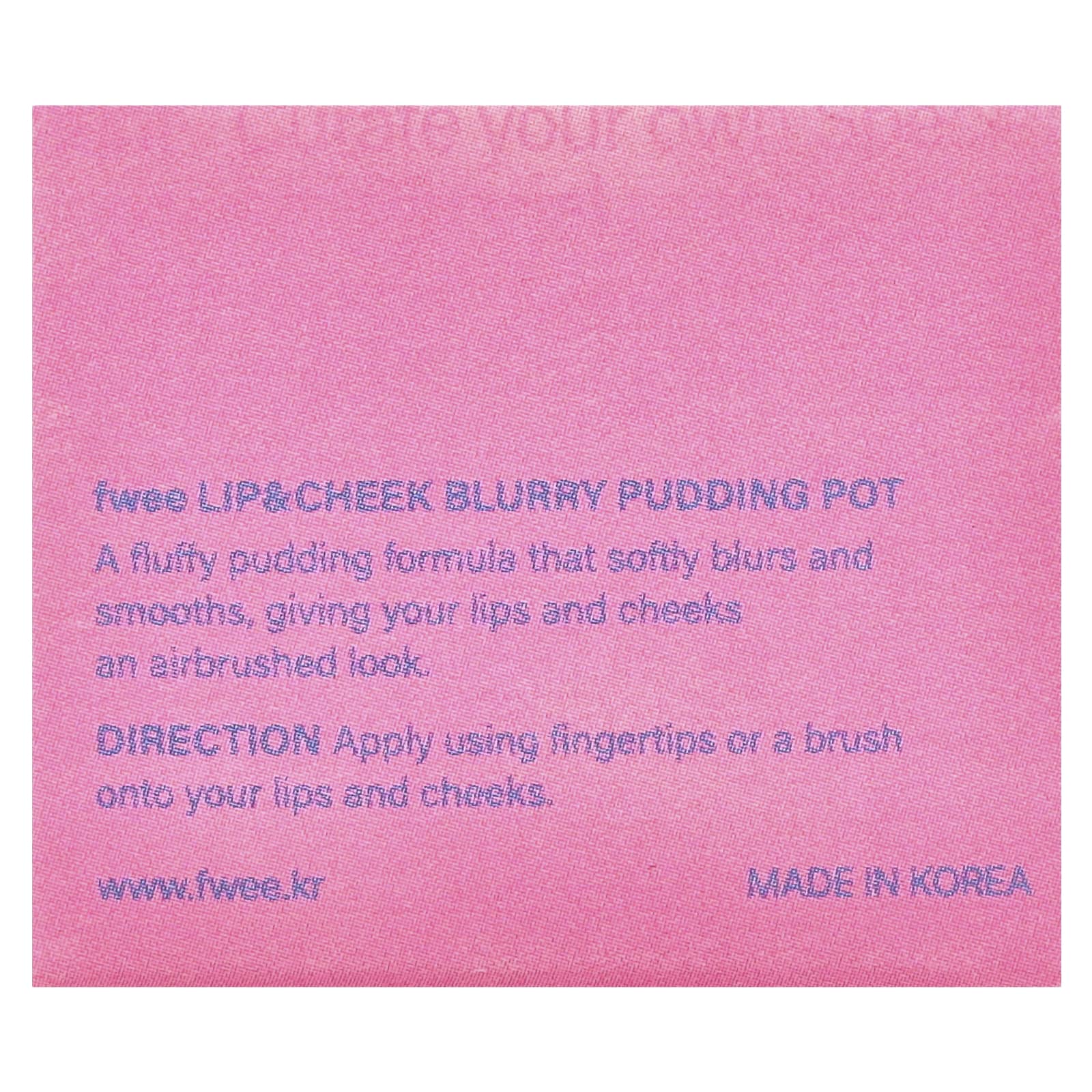 fwee, Lip & Cheek Blurry Pudding Pot, PK01 Baby, 5 г (0,17 унции)