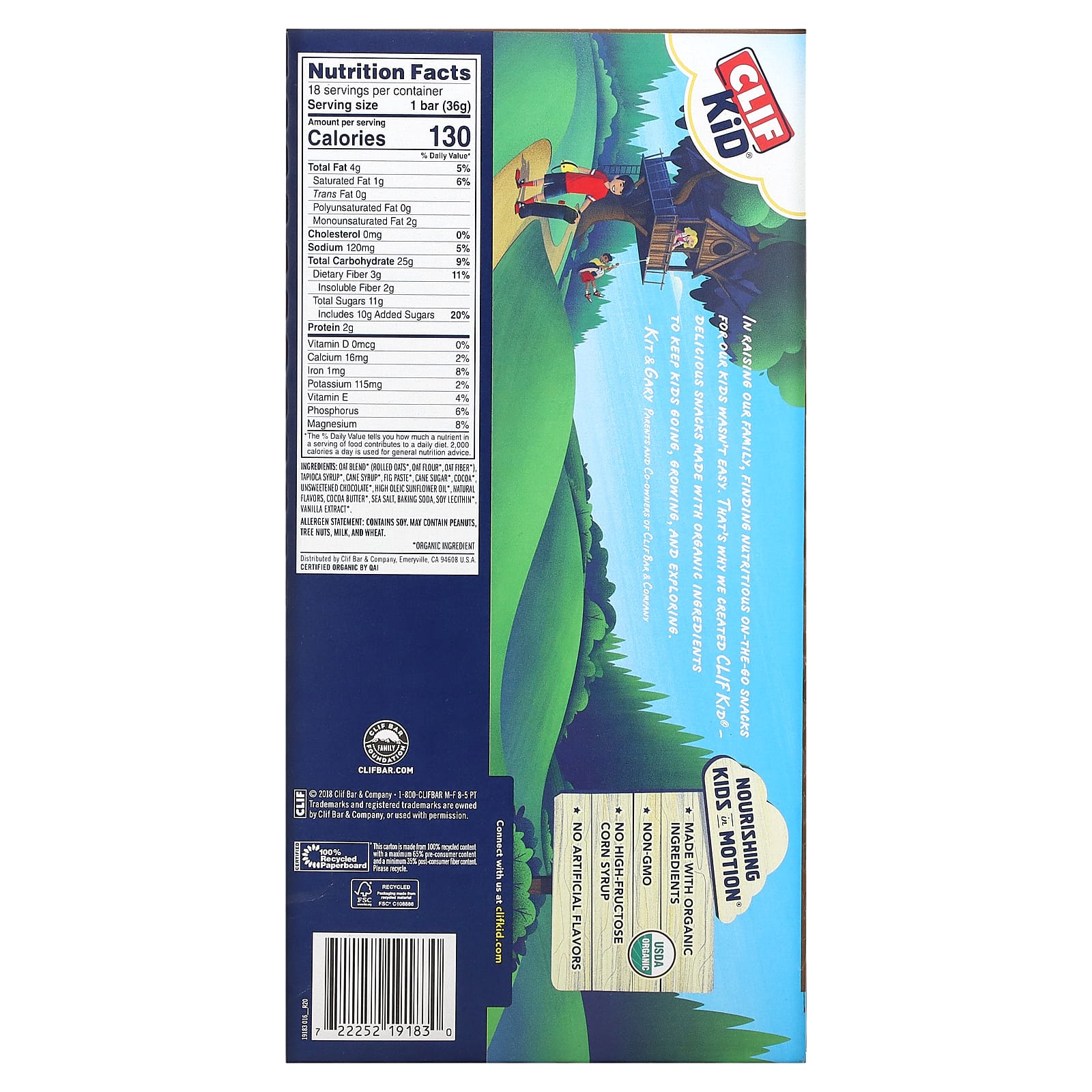 Clif Bar, Clif Kid, Z Bar, органические батончики, со вкусом шоколадного брауни, 18 батончиков, 36 г (1,27 унции) каждый