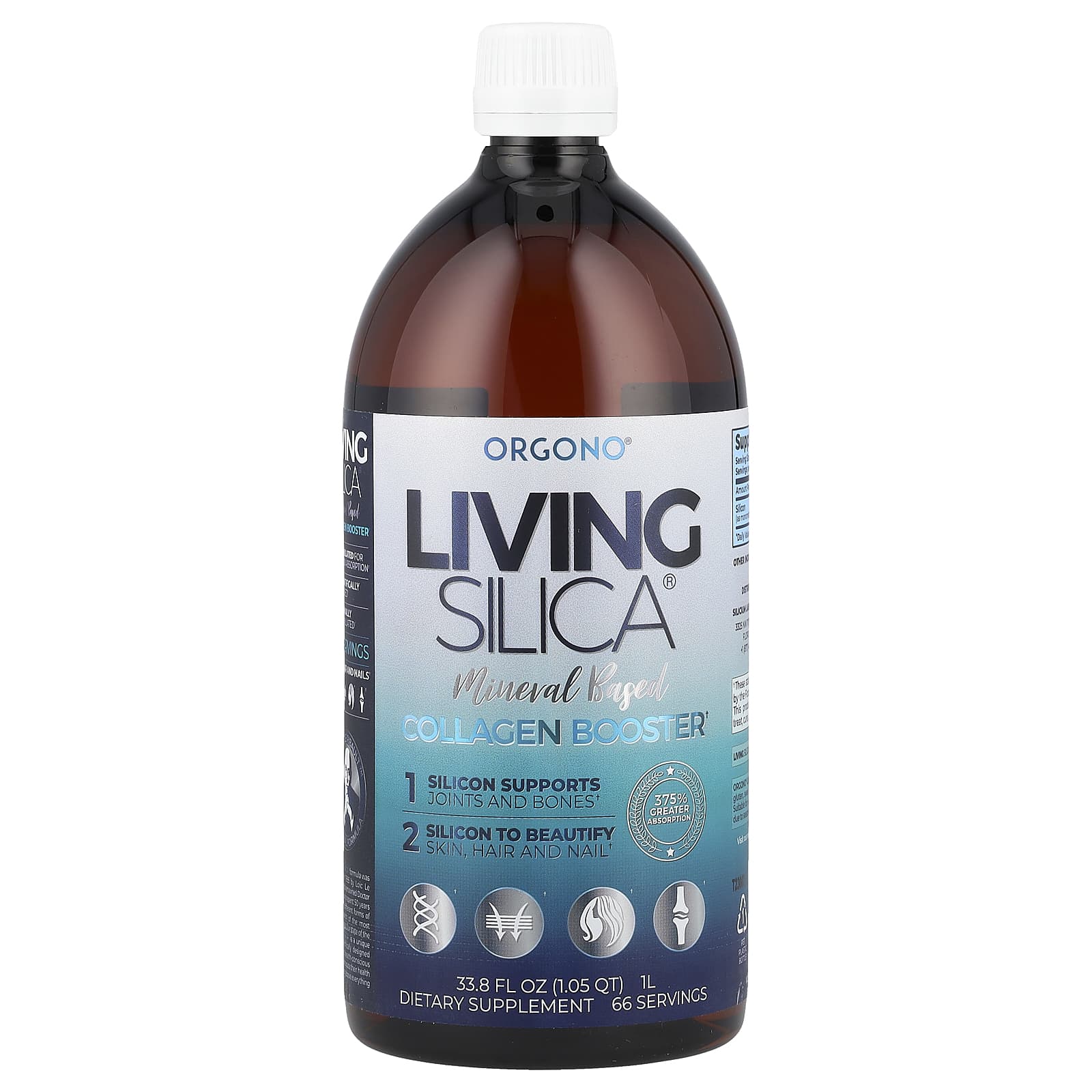 Silicium Laboratories, Orgono Living Silica, усилитель коллагена, 1 л (33,8 жидк. унции)