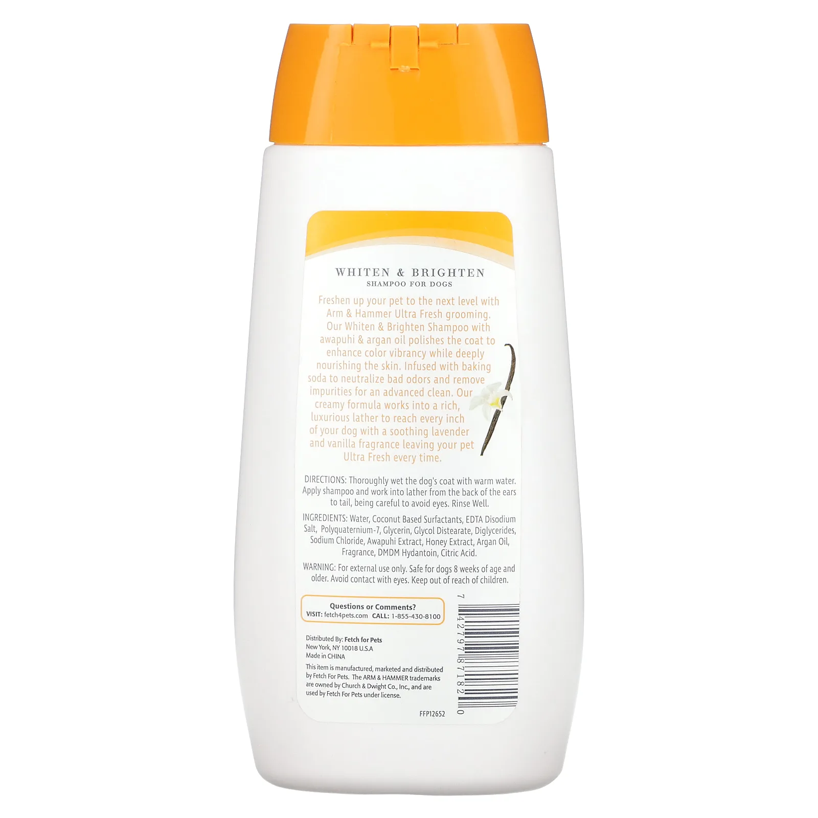 Arm & Hammer, Ultra Fresh, отбеливающий и осветляющий шампунь для собак, с лавандой и ванилью, 473 мл (16 жидк. Унций)