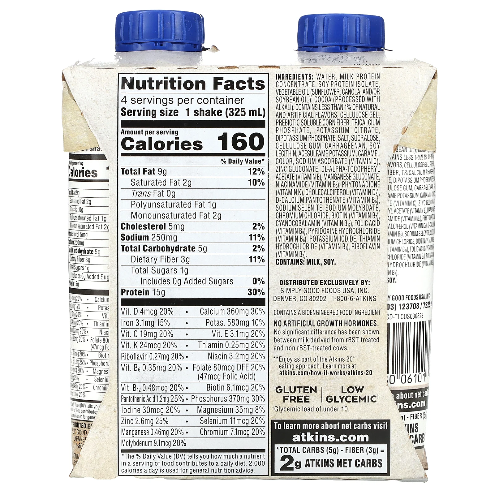 Atkins, Protein Rich Shake, молочный шоколад, 4 коктейля, 325 мл (11 жидк. Унций)