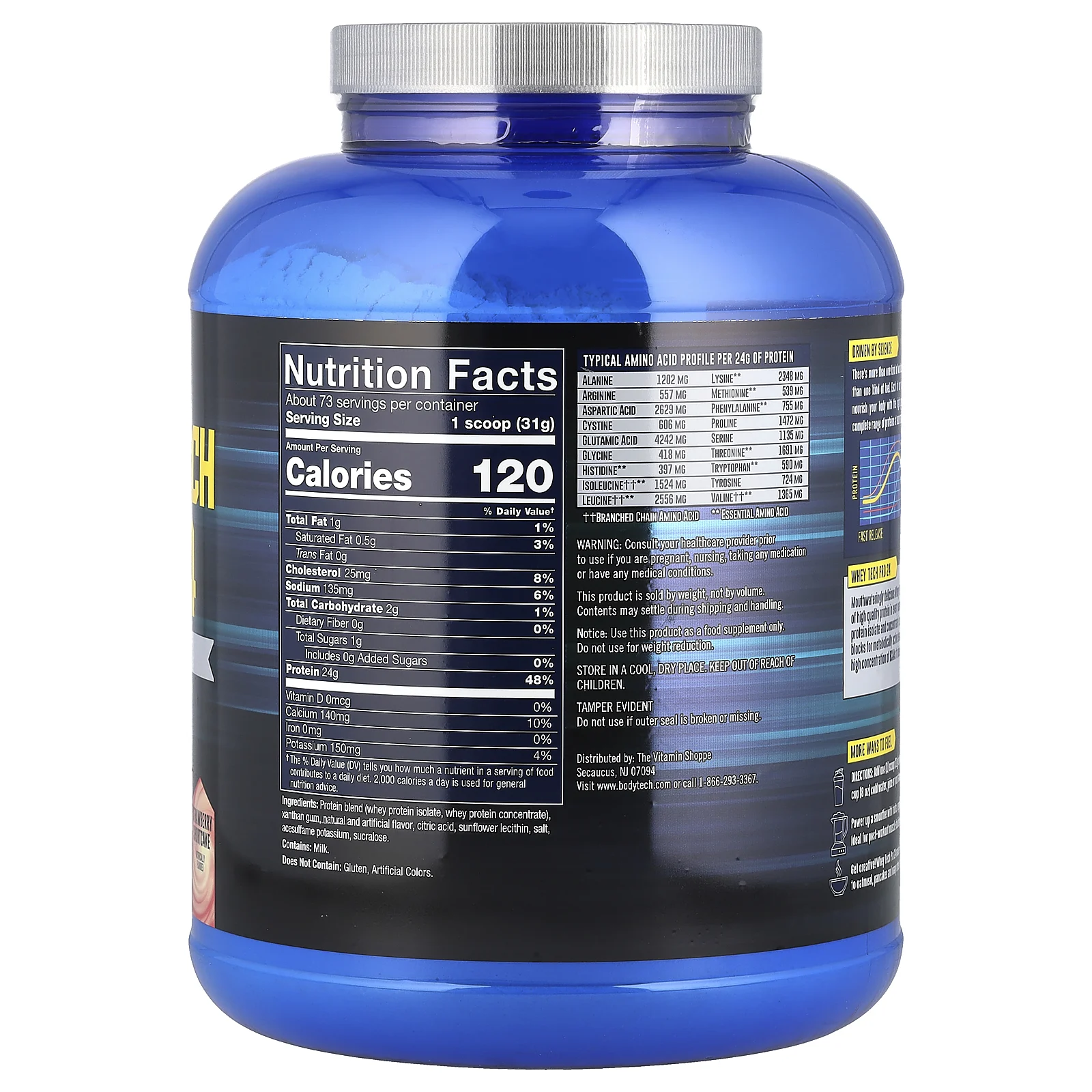 BodyTech, Whey Tech Pro 24, клубничное песочное печенье, 2,27 кг (5 фунтов)