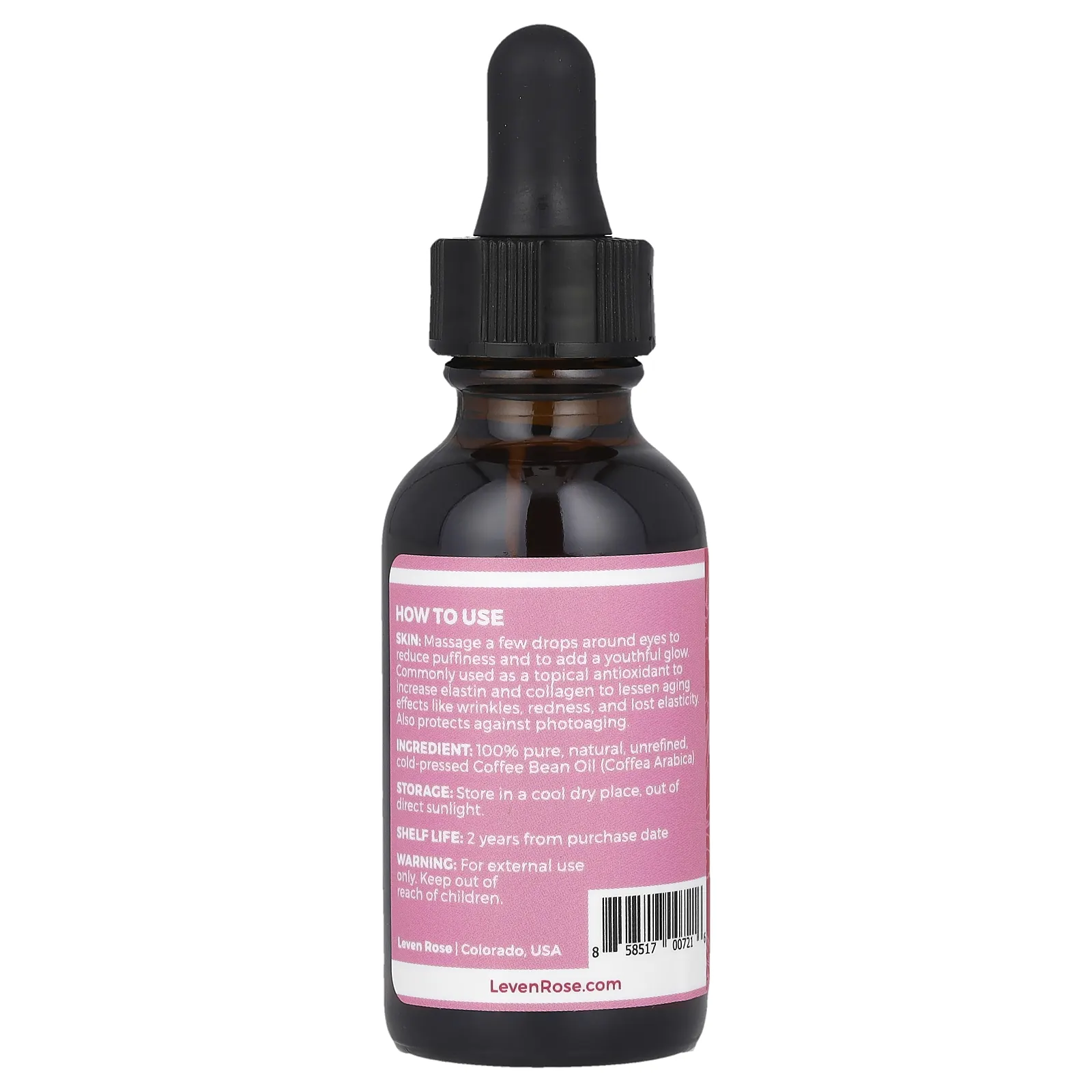 Leven Rose, На 100% чистое и натуральное масло из кофейных зерен, 30 мл (1 жидк. унция)