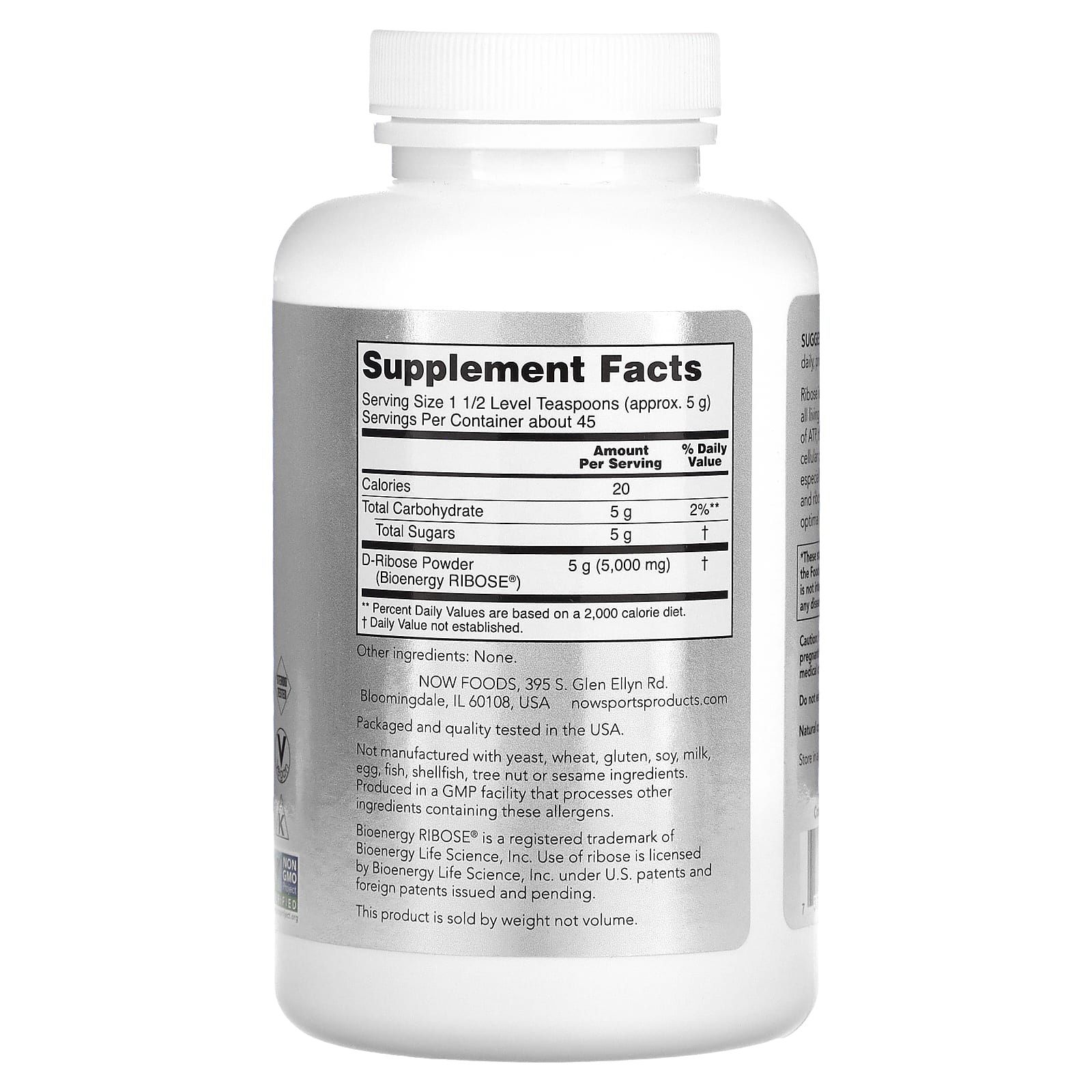 NOW Foods, Sports, D-рибоза в форме порошка, 227 г (8 унций)