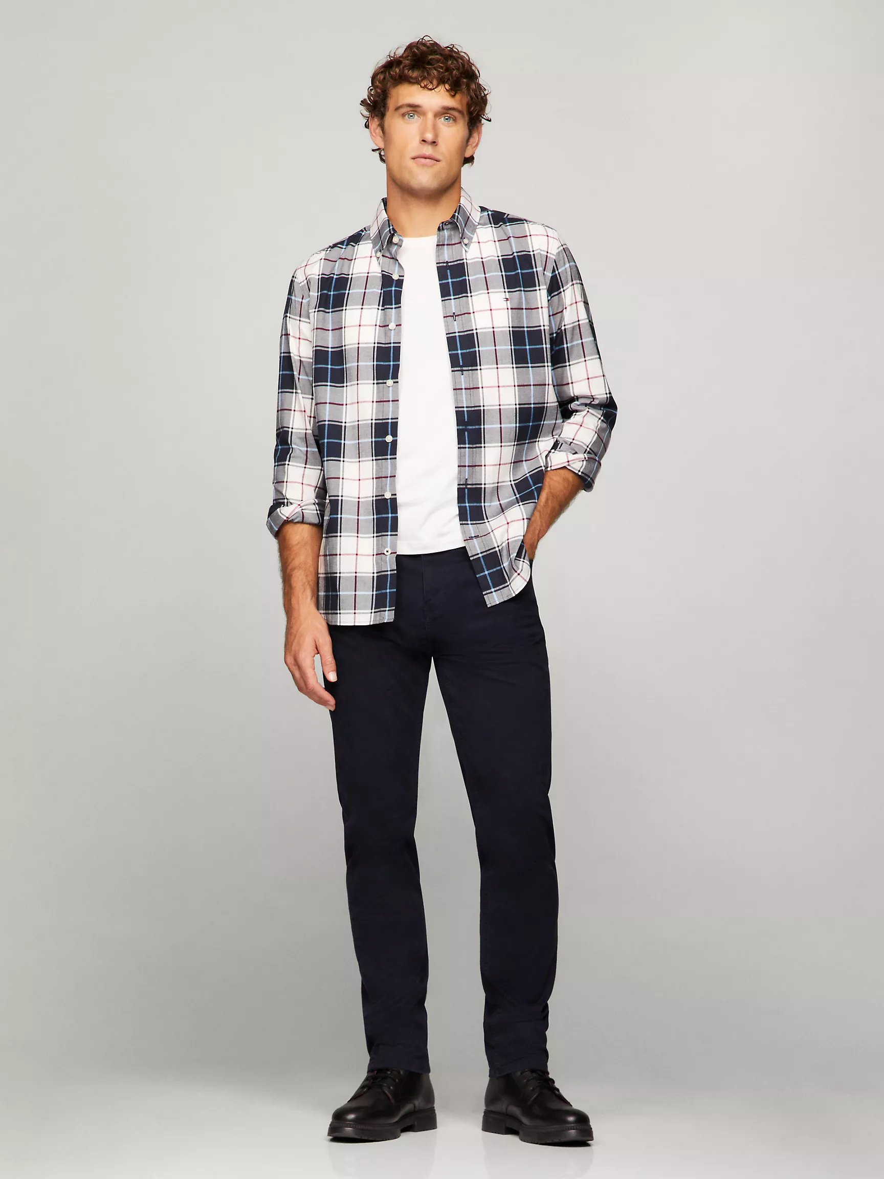 Мужская рубашка Tommy Hilfiger, Клетчатая рубашка стандартного кроя из поплина